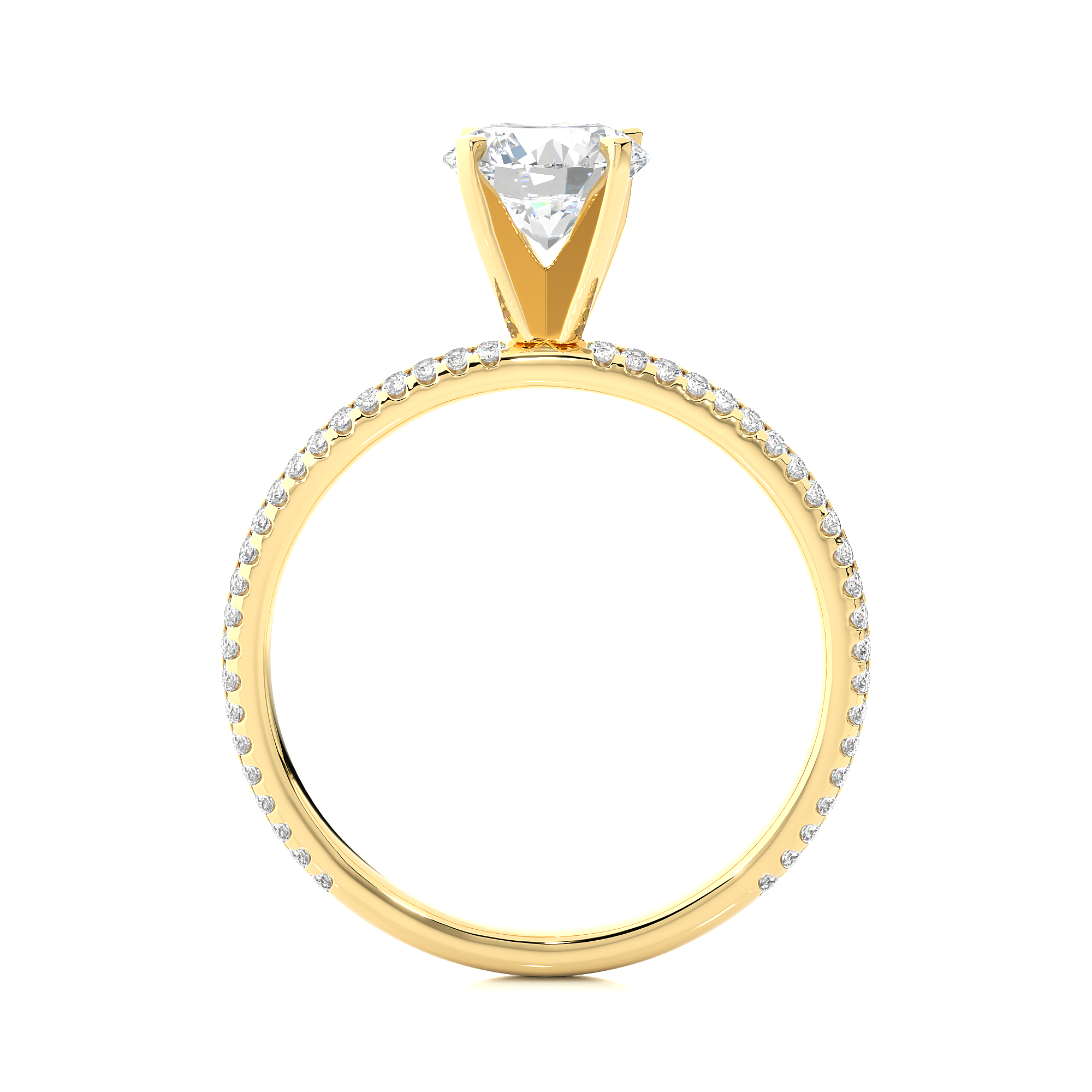 Round Lab Grown Diamond Pave Engagement Ring