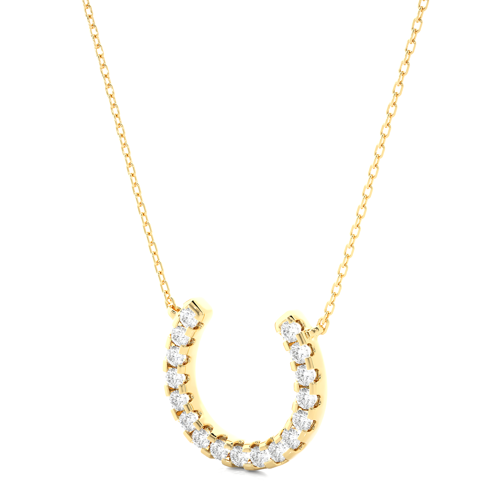 Lucky Horseshoe Lab Diamond Gold Necklace