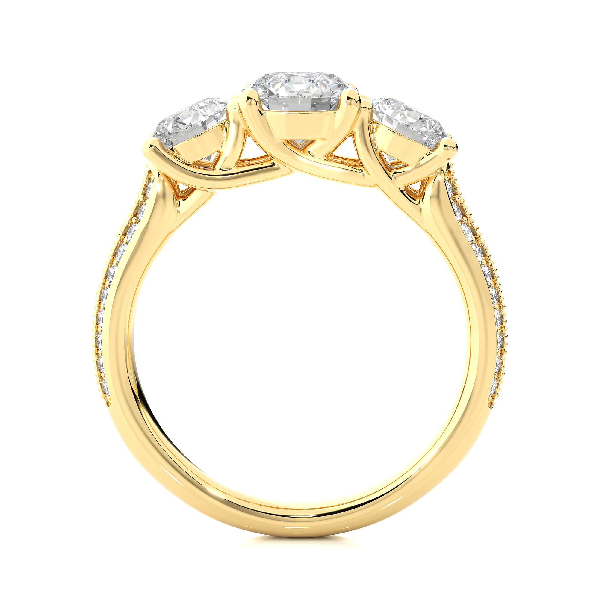 Round Three Stone Lab Grown Diamond Ring