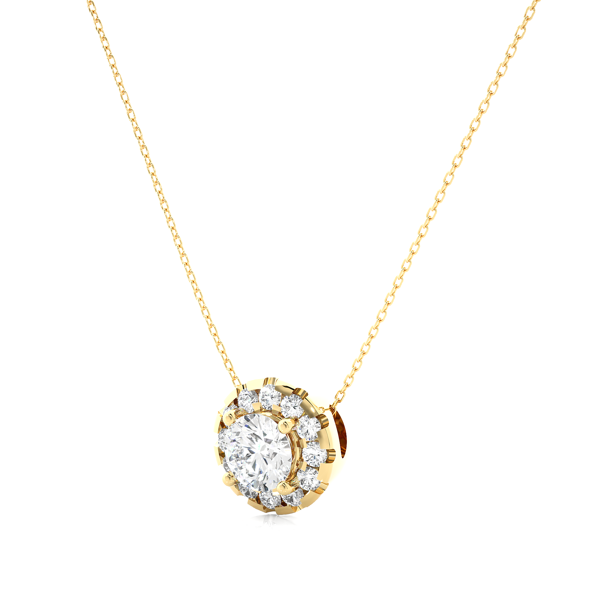 Round Halo Lab Diamond Pendant Necklace