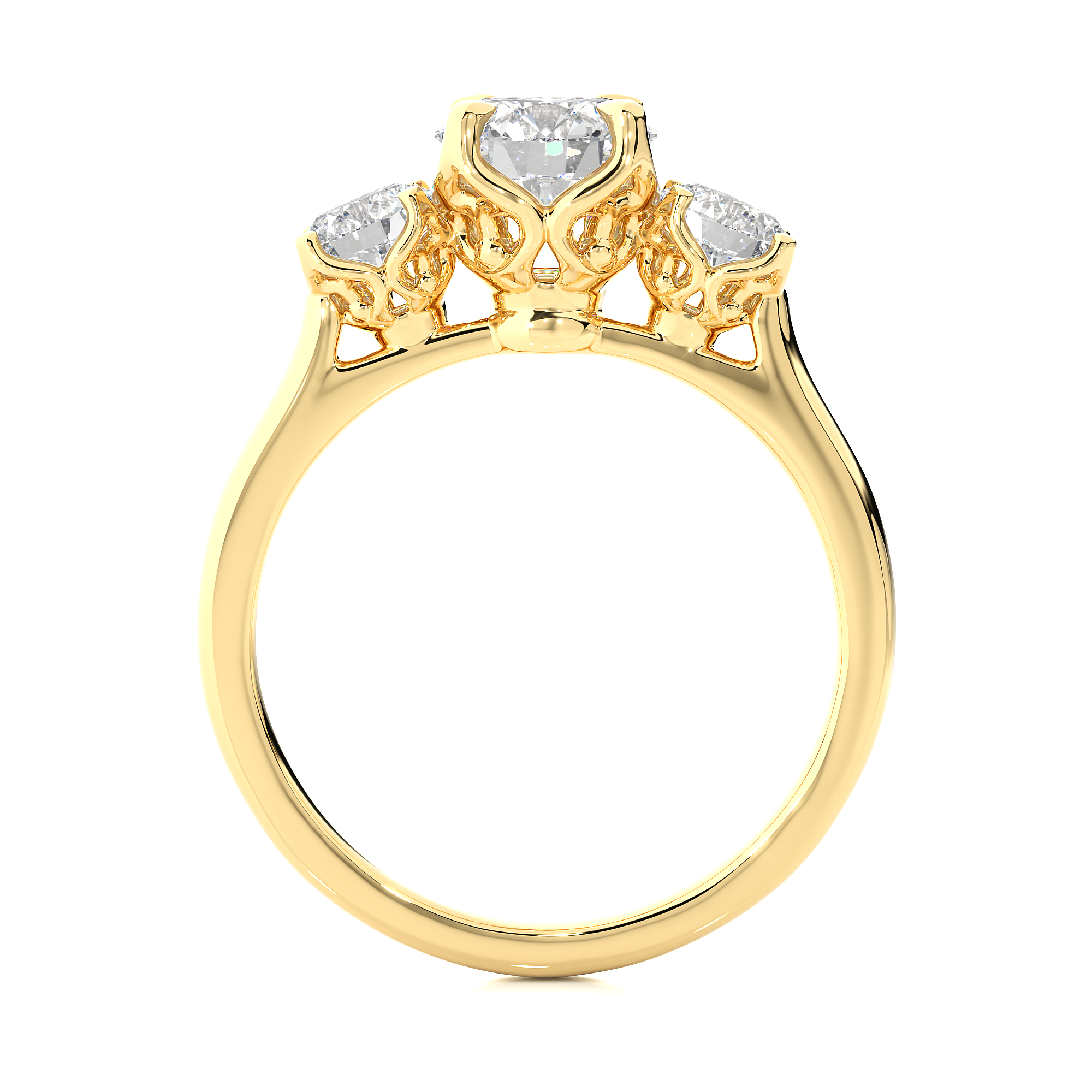 Round Diamond Three Stone Engagement Ring