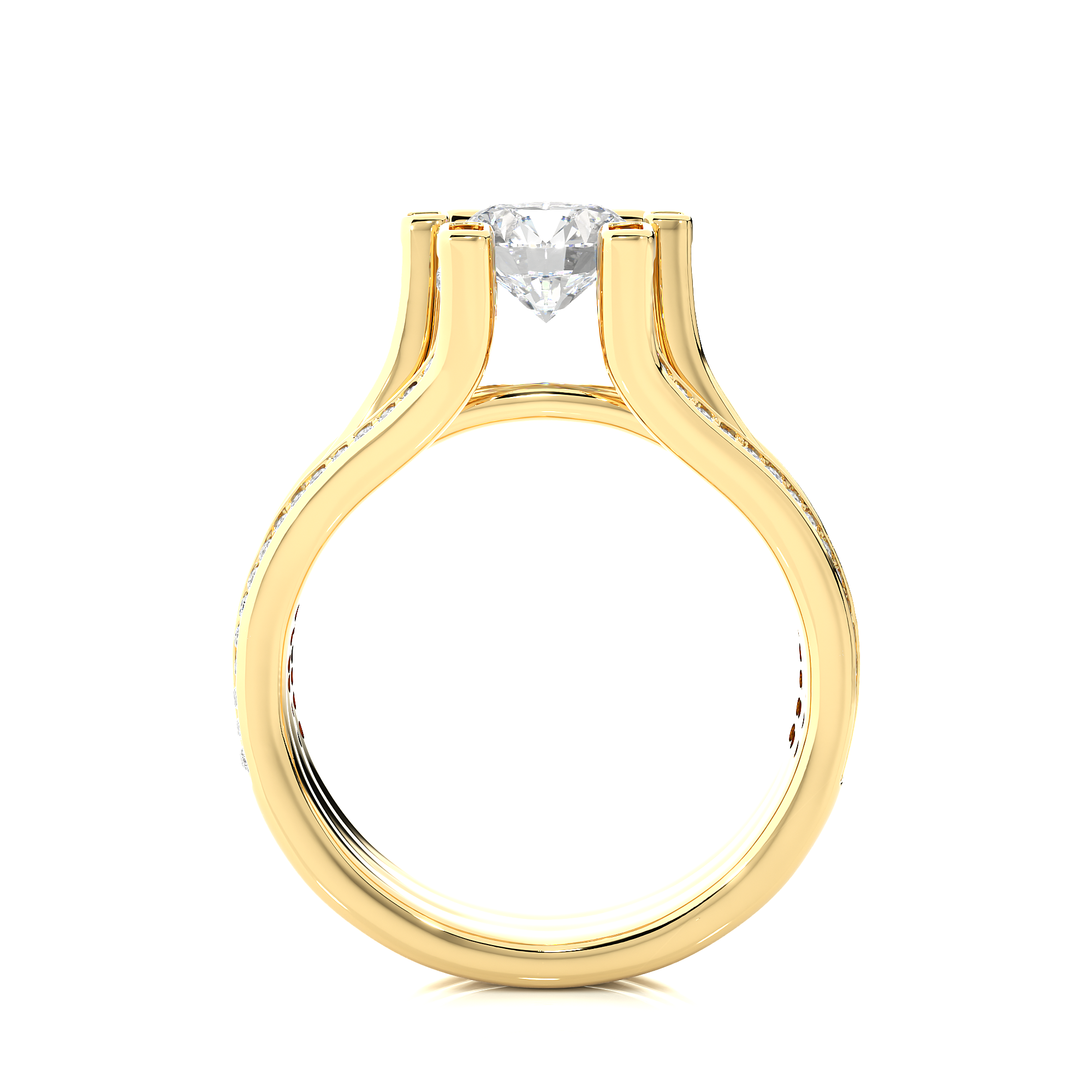 Round Lab Grown Diamond Multi Row Pave Engagement Ring