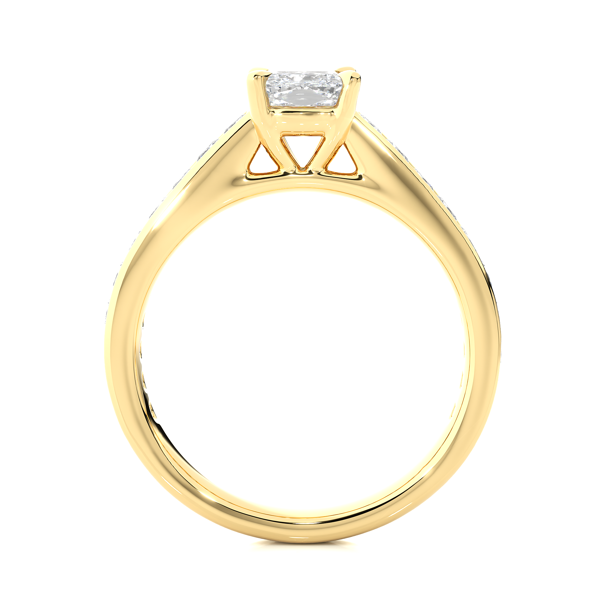 Cushion Cut Diamond Engagement Ring With Channel Band