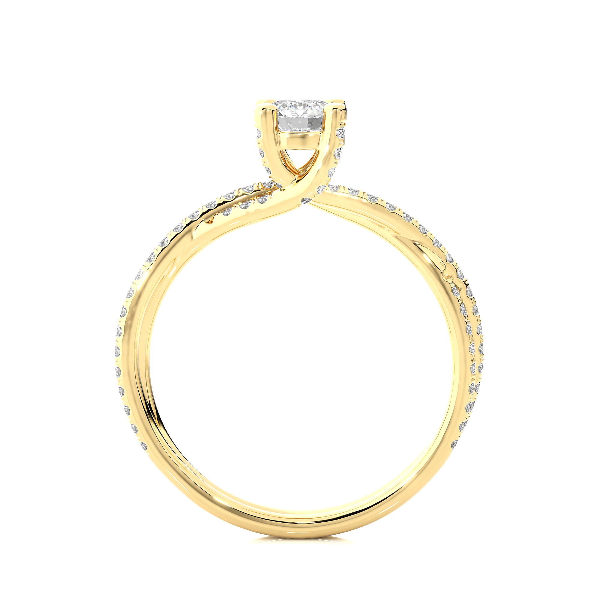 Round Cut Lab Grown Diamond Split Shank Engagement Ring
