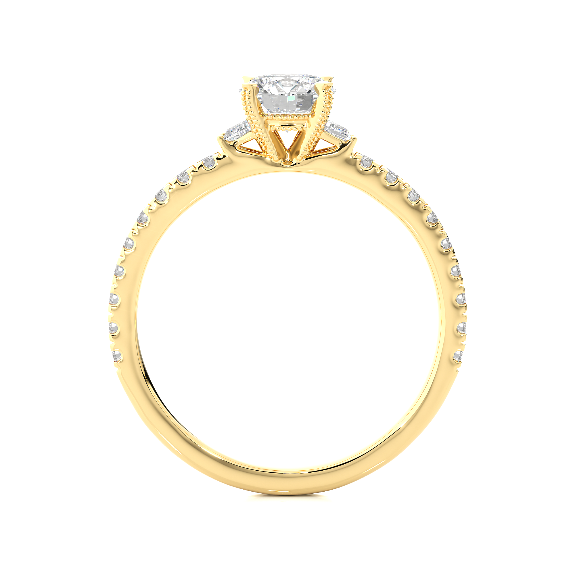Three Stone Lab Grown Diamond Pavé Engagement Ring