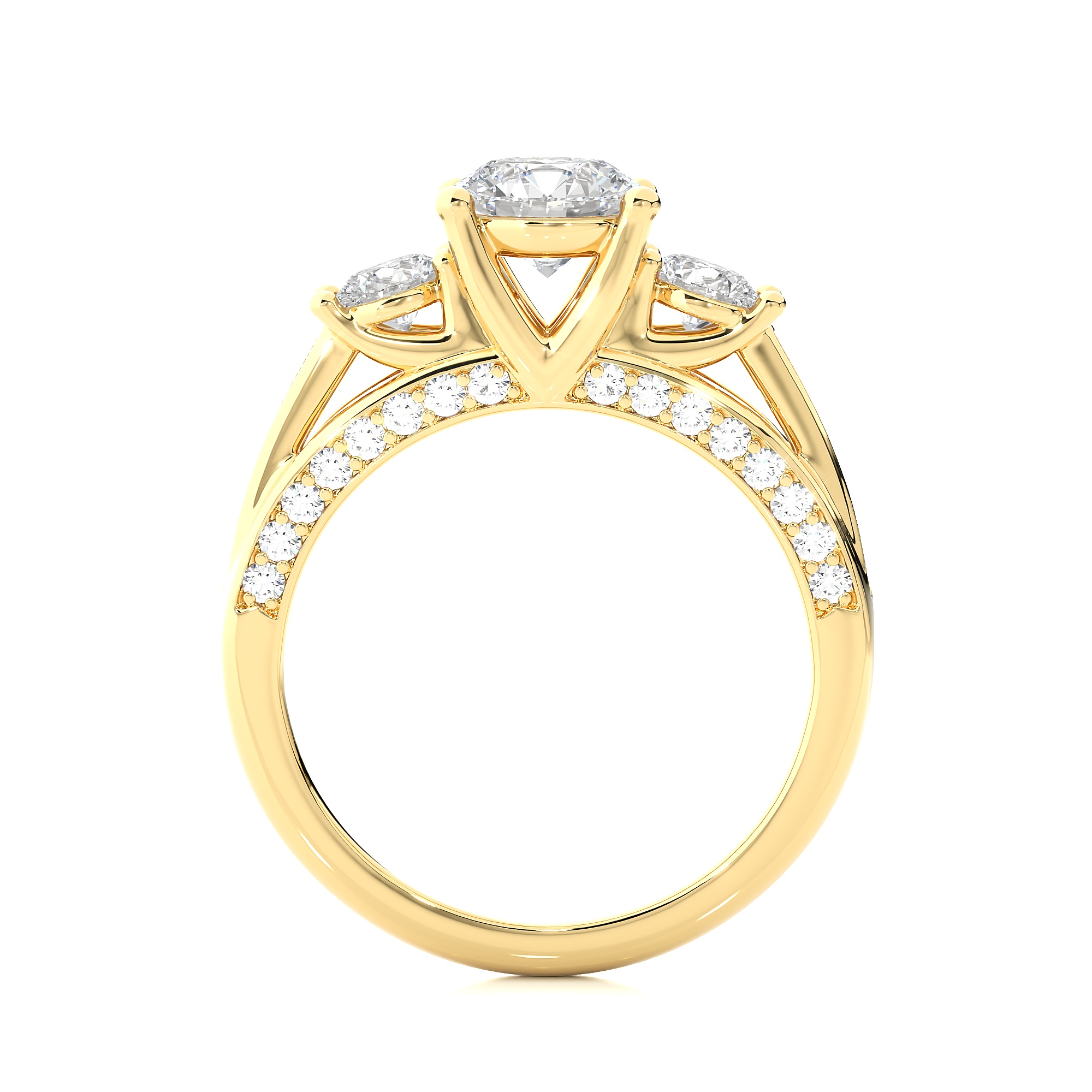 Three Stone Round Diamond Engagement Ring