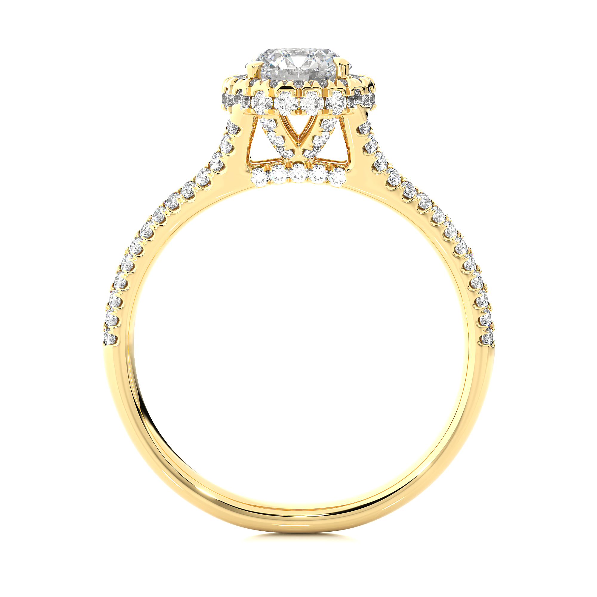 Round Lab Grown Diamond Halo Engagement Ring