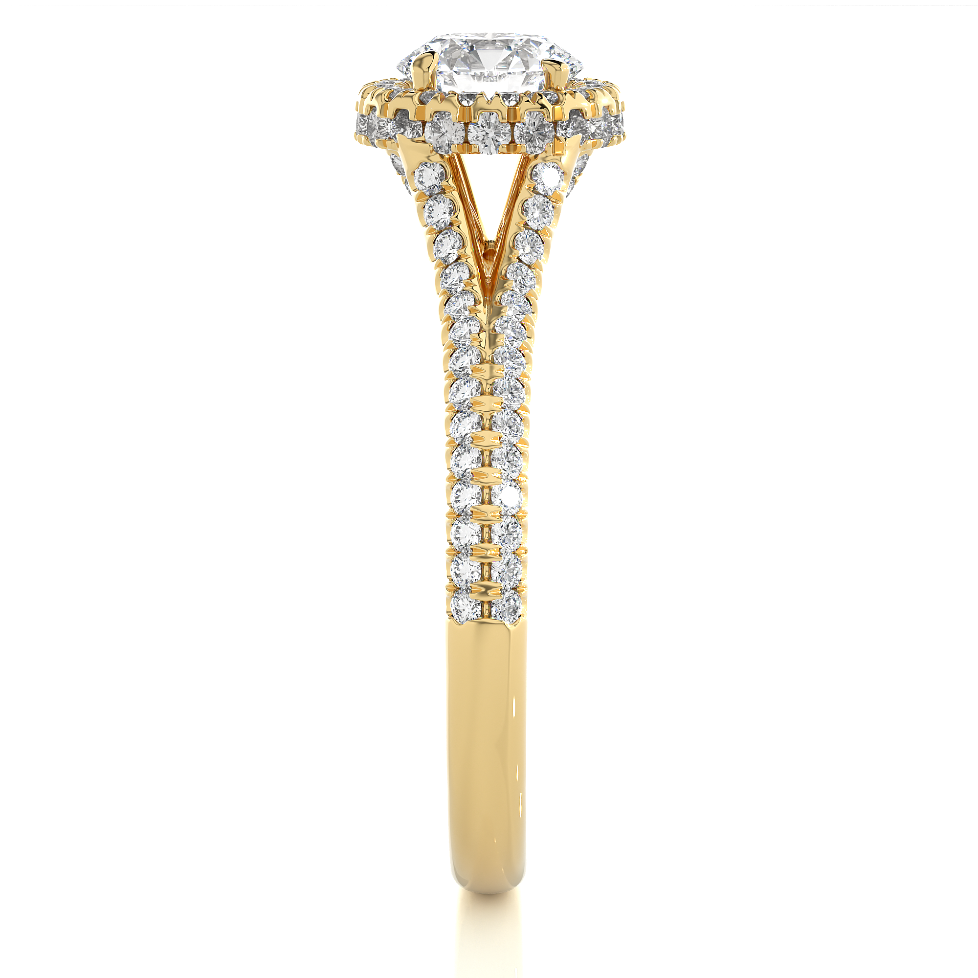 Round Lab Grown Diamond Halo Engagement Ring