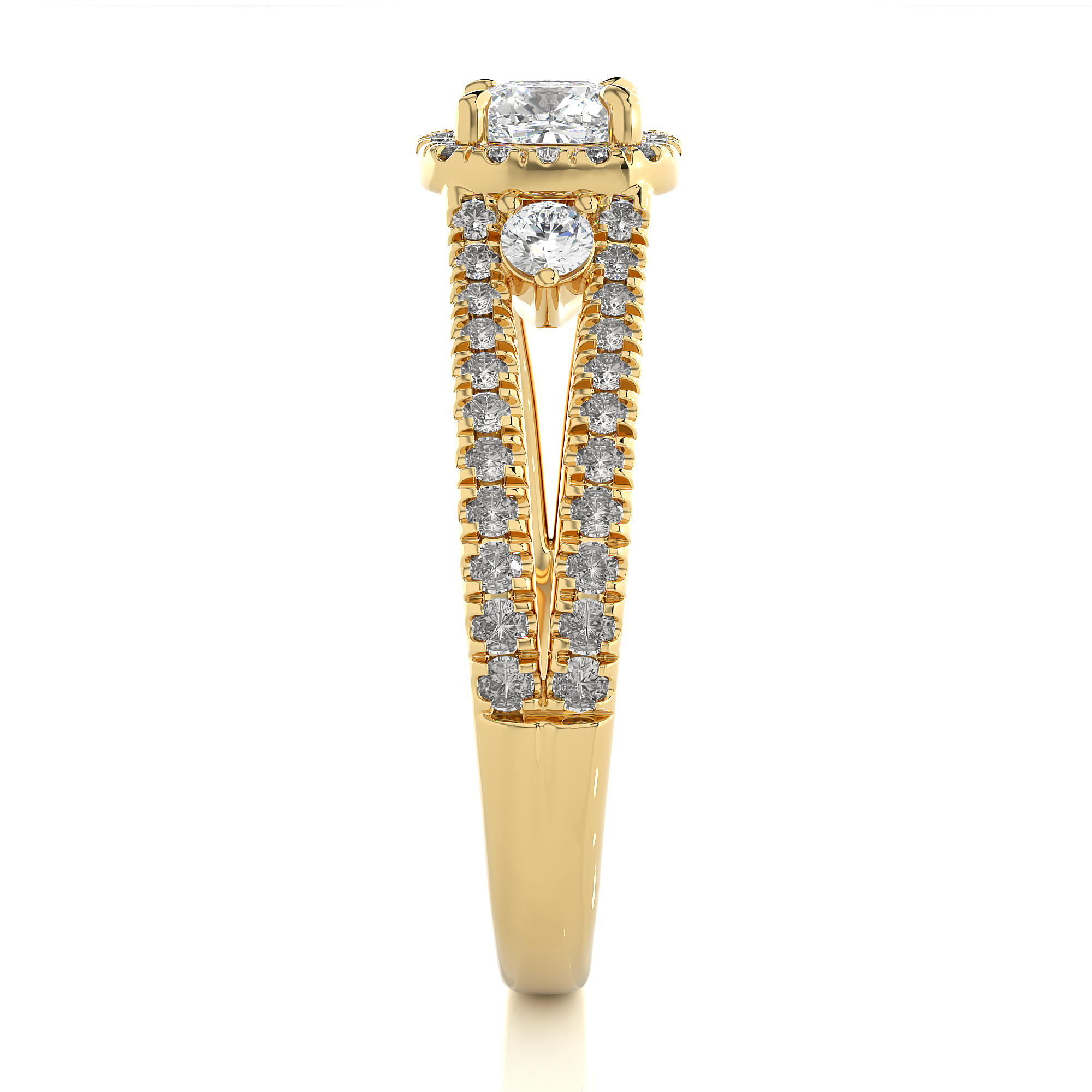 Cushion Lab Diamond Three Stone Engagement Ring
