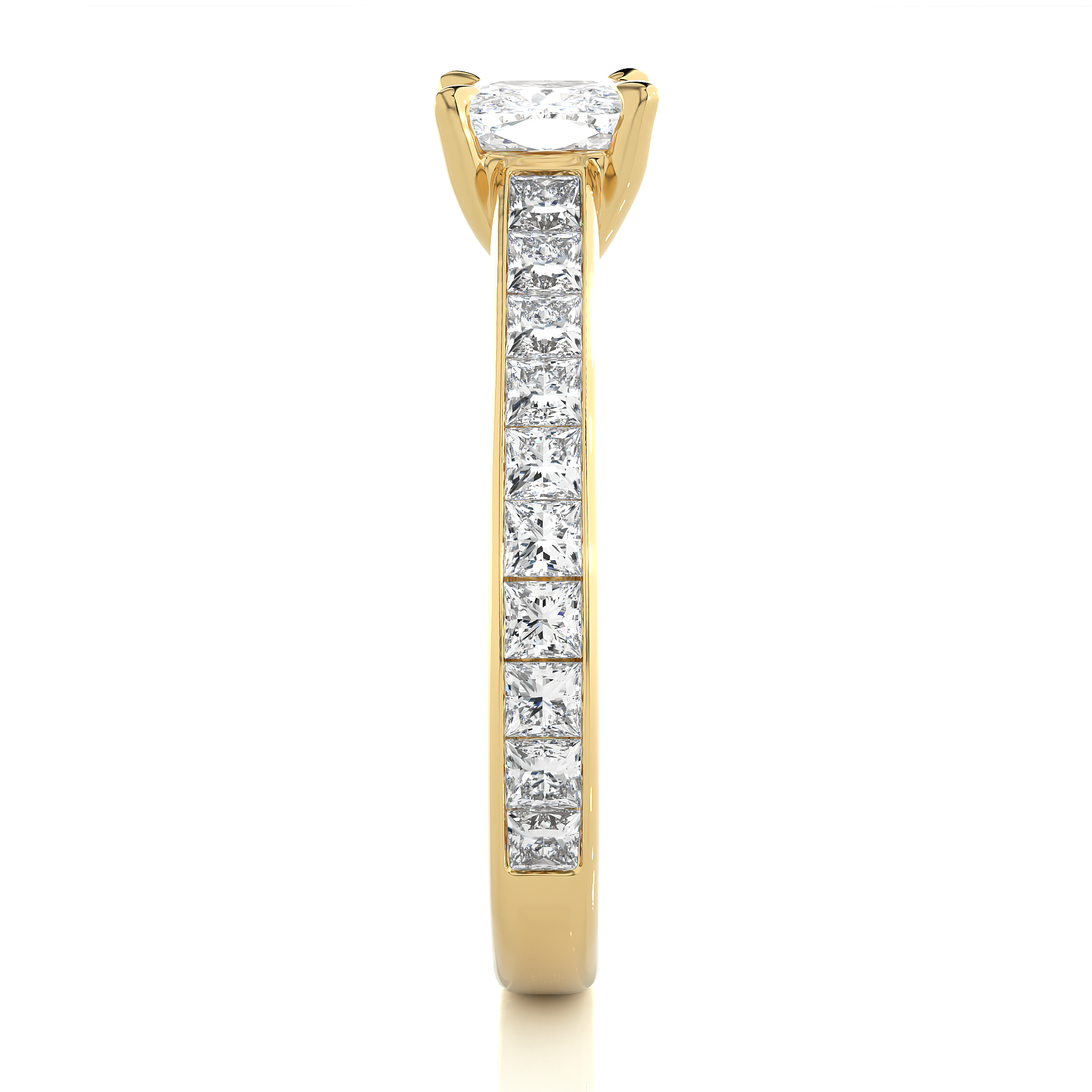 Cushion Cut Diamond Engagement Ring With Channel Band