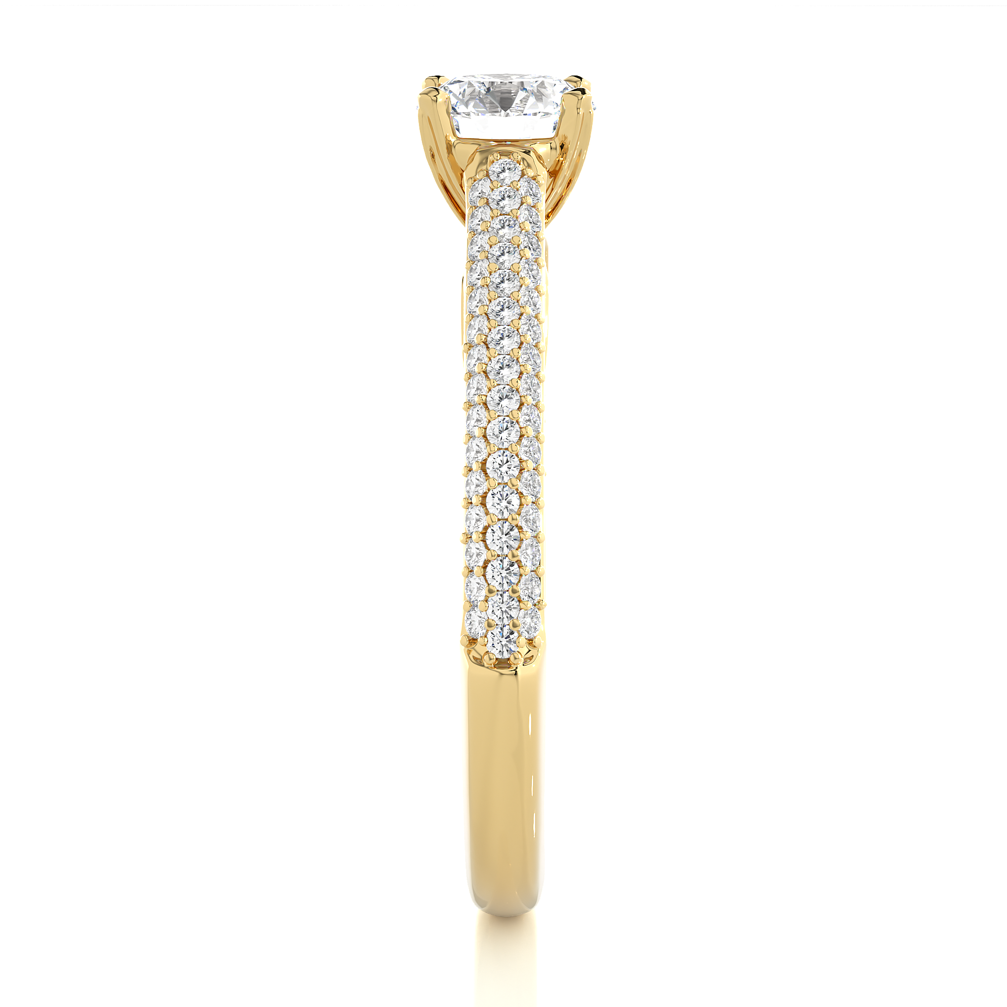 Round Lab Grown Diamond Double Pave Engagement Ring