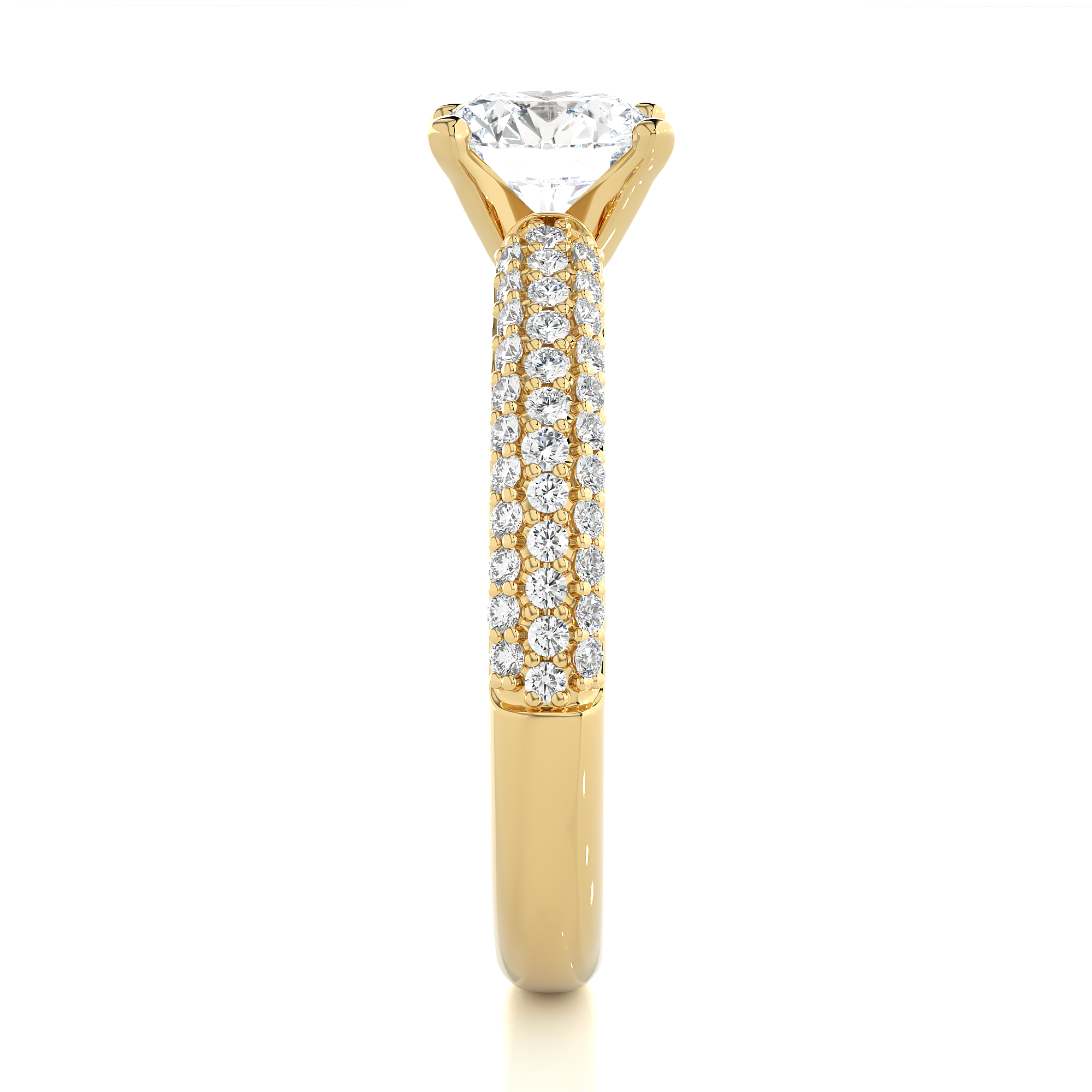 Round Lab Grown Diamond Pave Engagement Ring