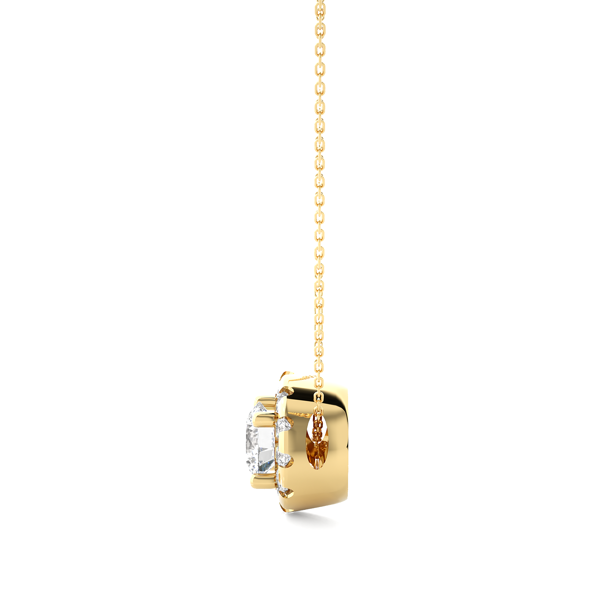 Round Halo Lab Diamond Pendant Necklace