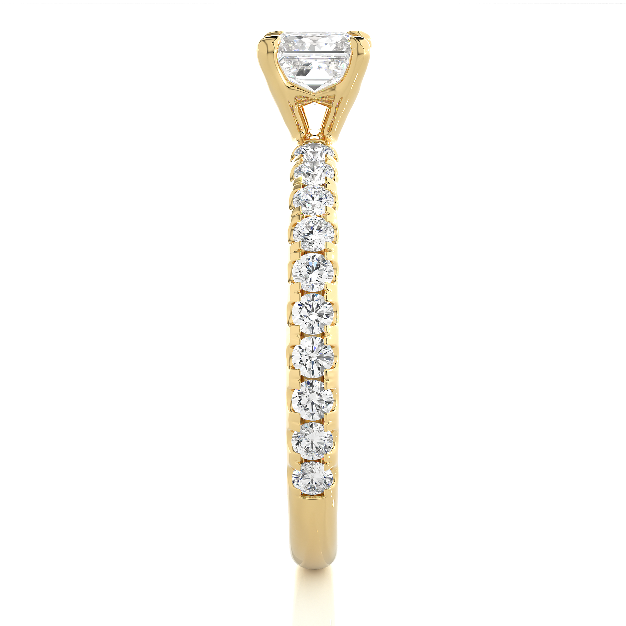 Princess Cut Lab Diamond Pavé Engagement Ring