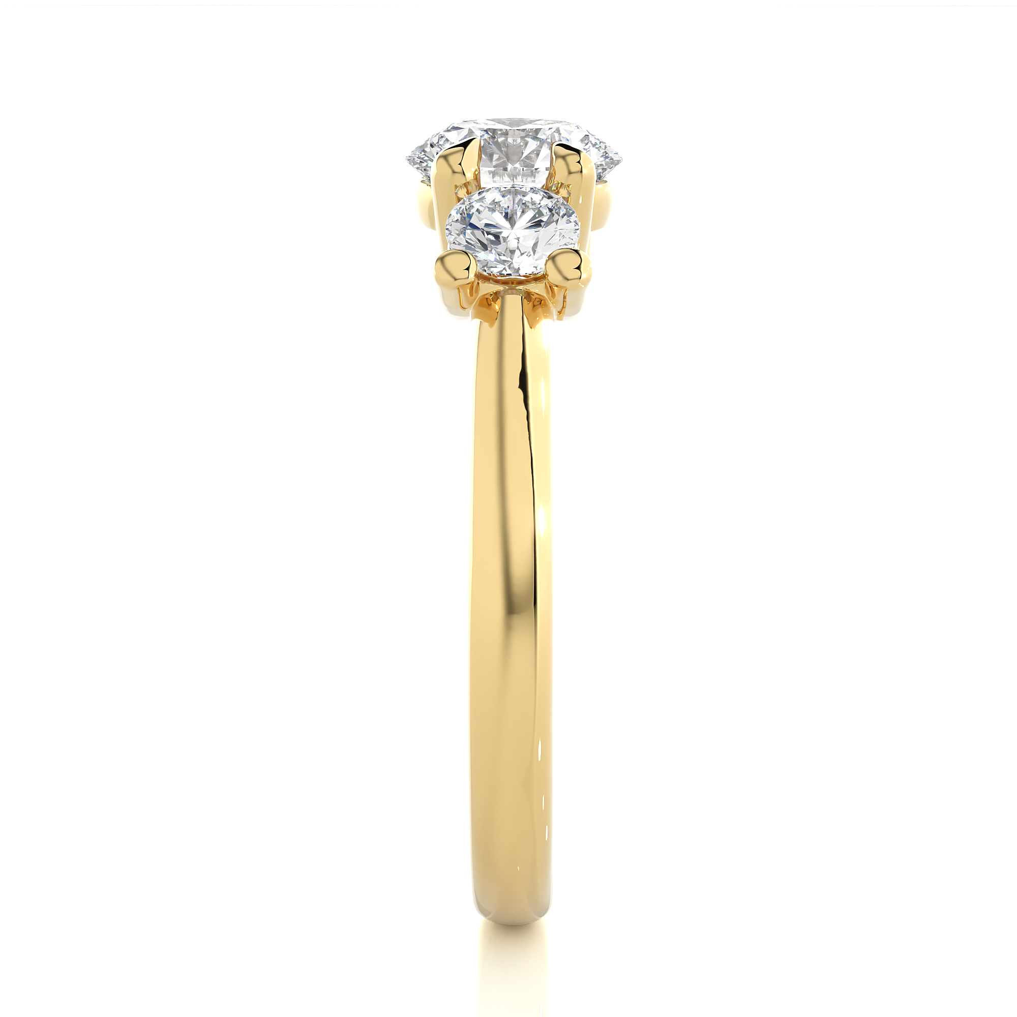 Classic Basket Set Lab Diamond Three Stone Engagement Ring