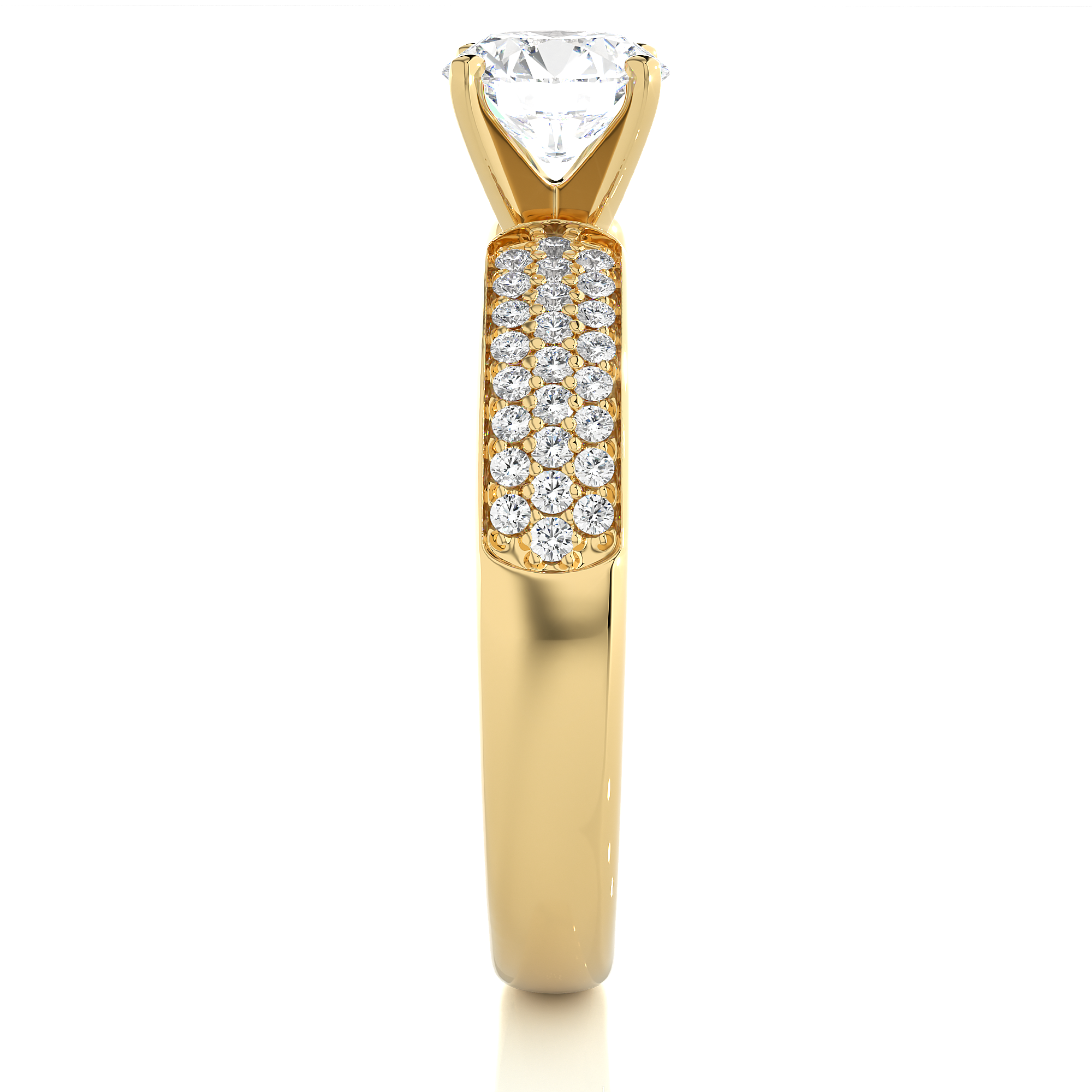Round Lab Grown Diamond Wide Pave Engagement Ring