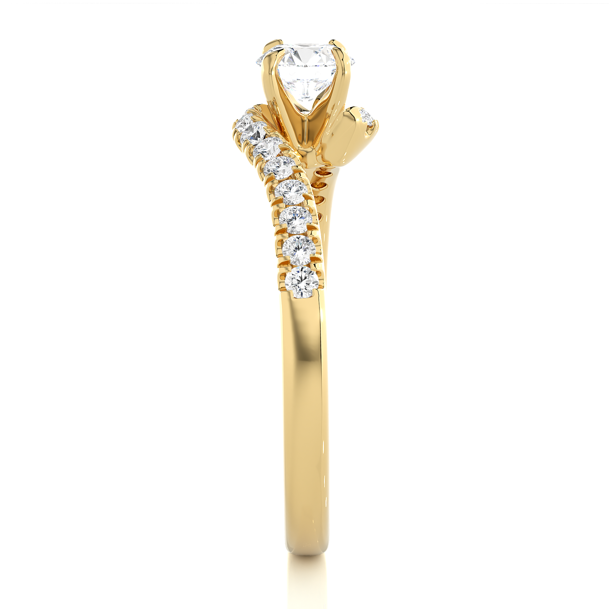 Round Lab Grown Diamond Twist Split Shank Engagement Ring