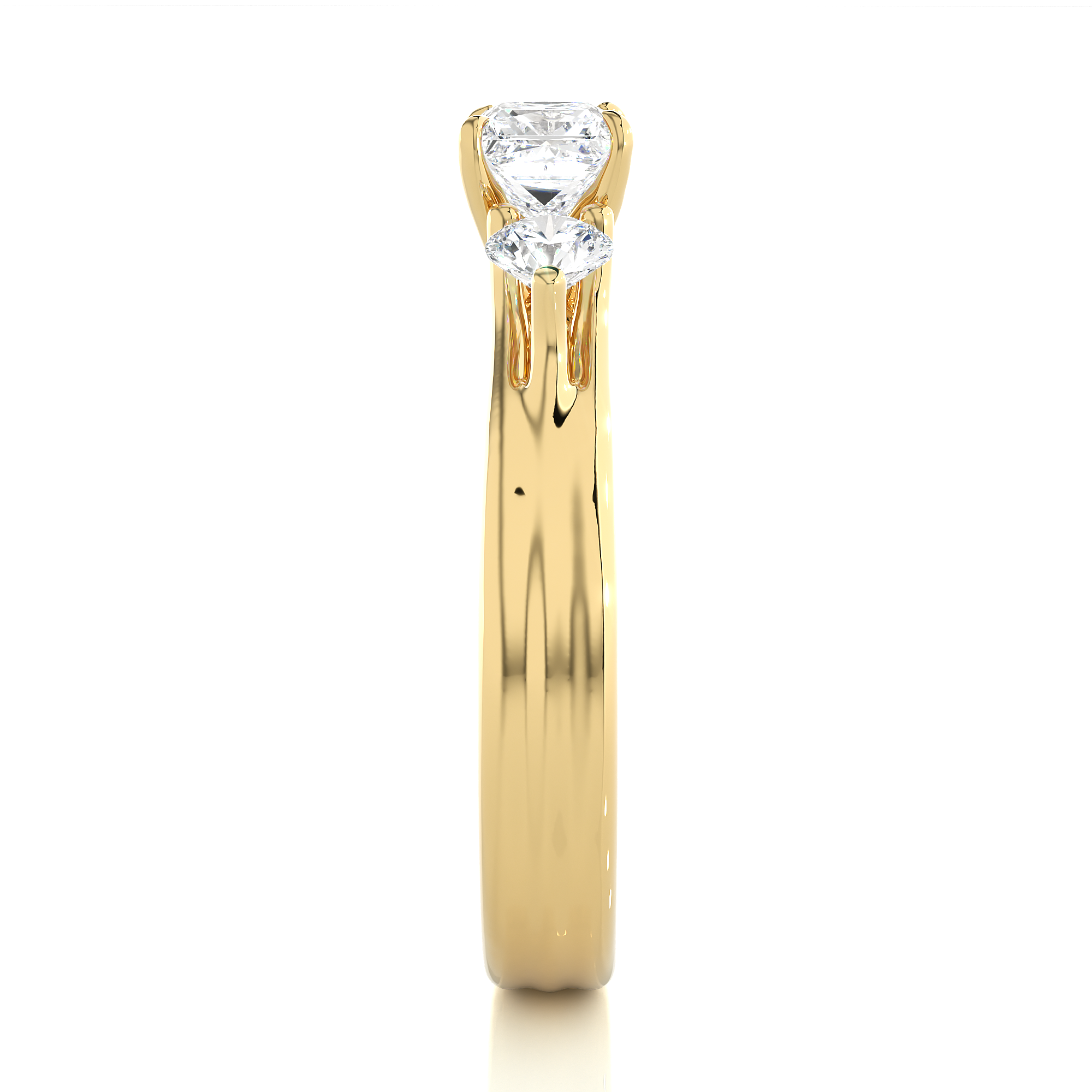 Princess Diamond Three Stone Engagement Ring