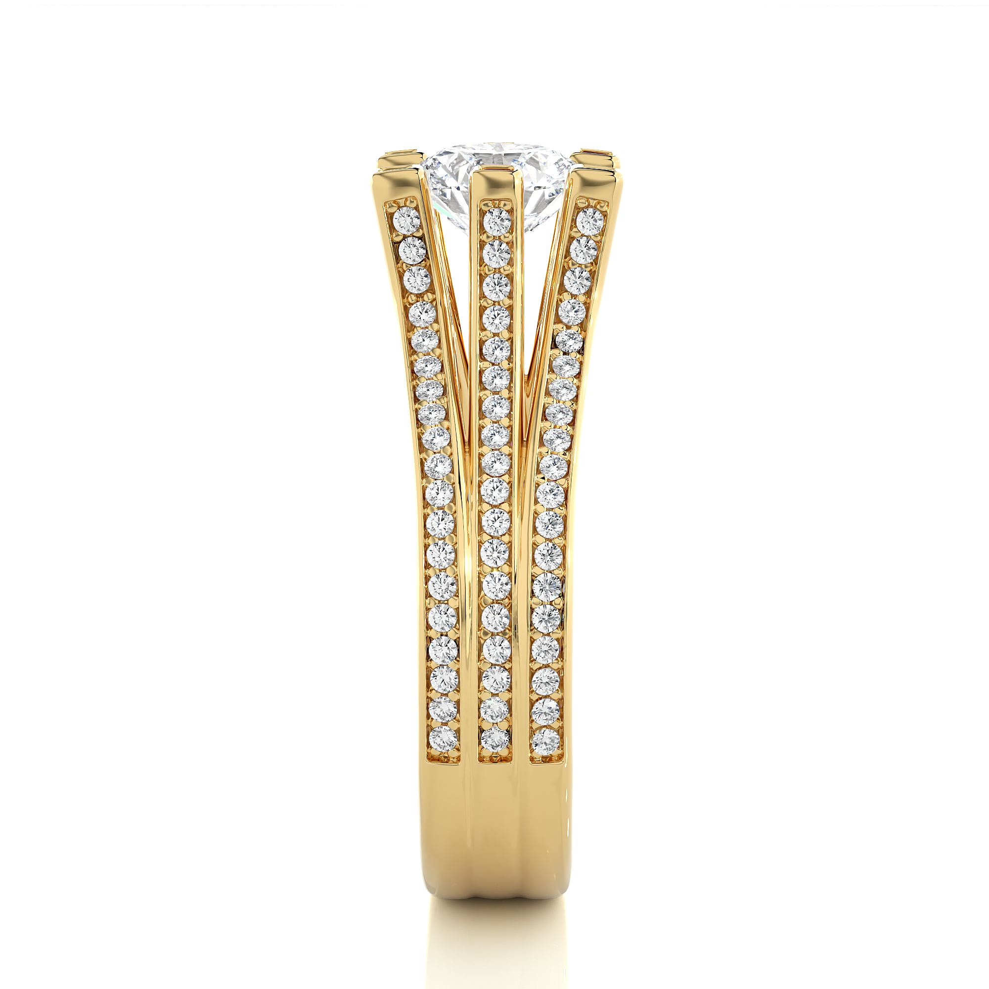 Round Lab Grown Diamond Multi Row Pave Engagement Ring