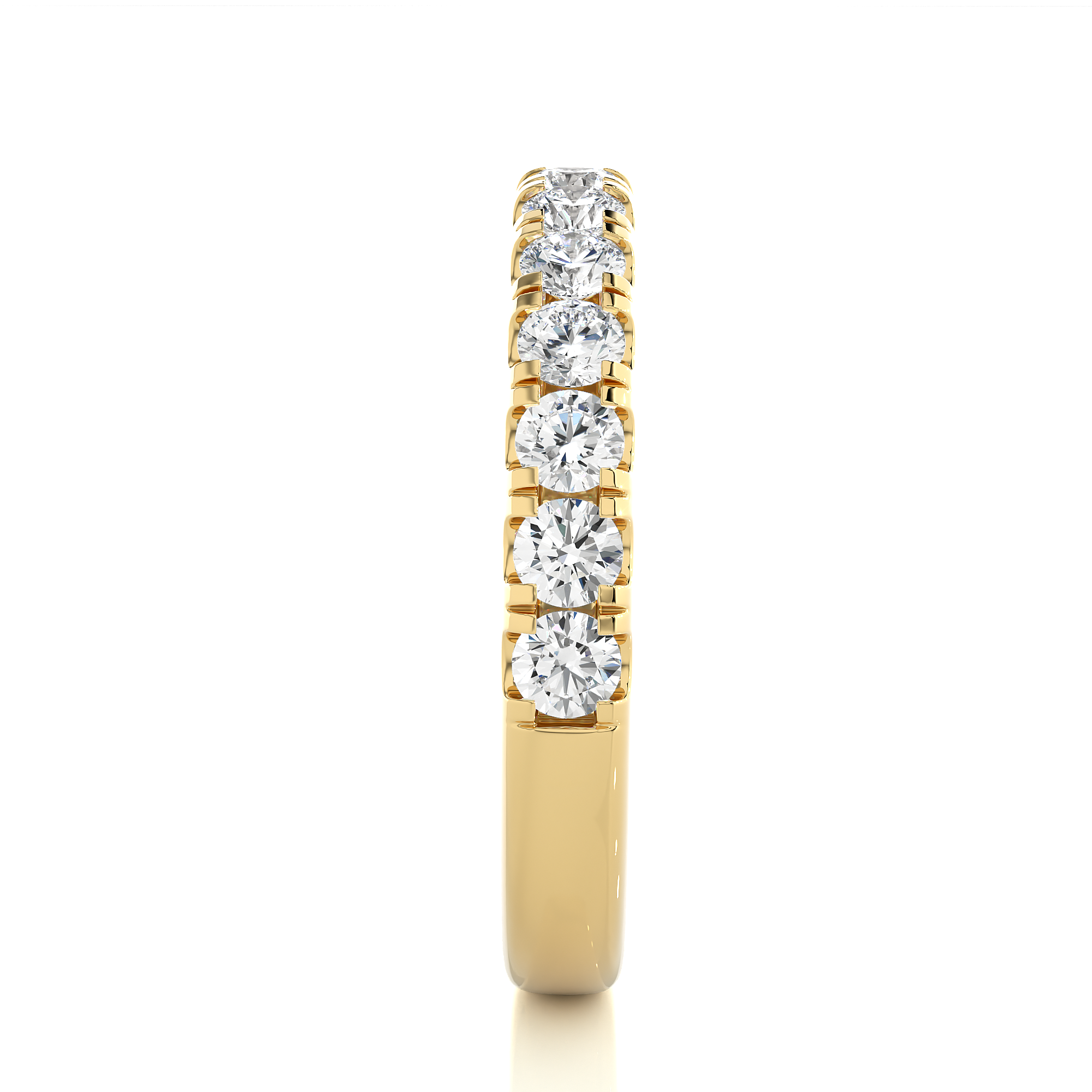 Round Lab Diamond Half Eternity Wedding Band