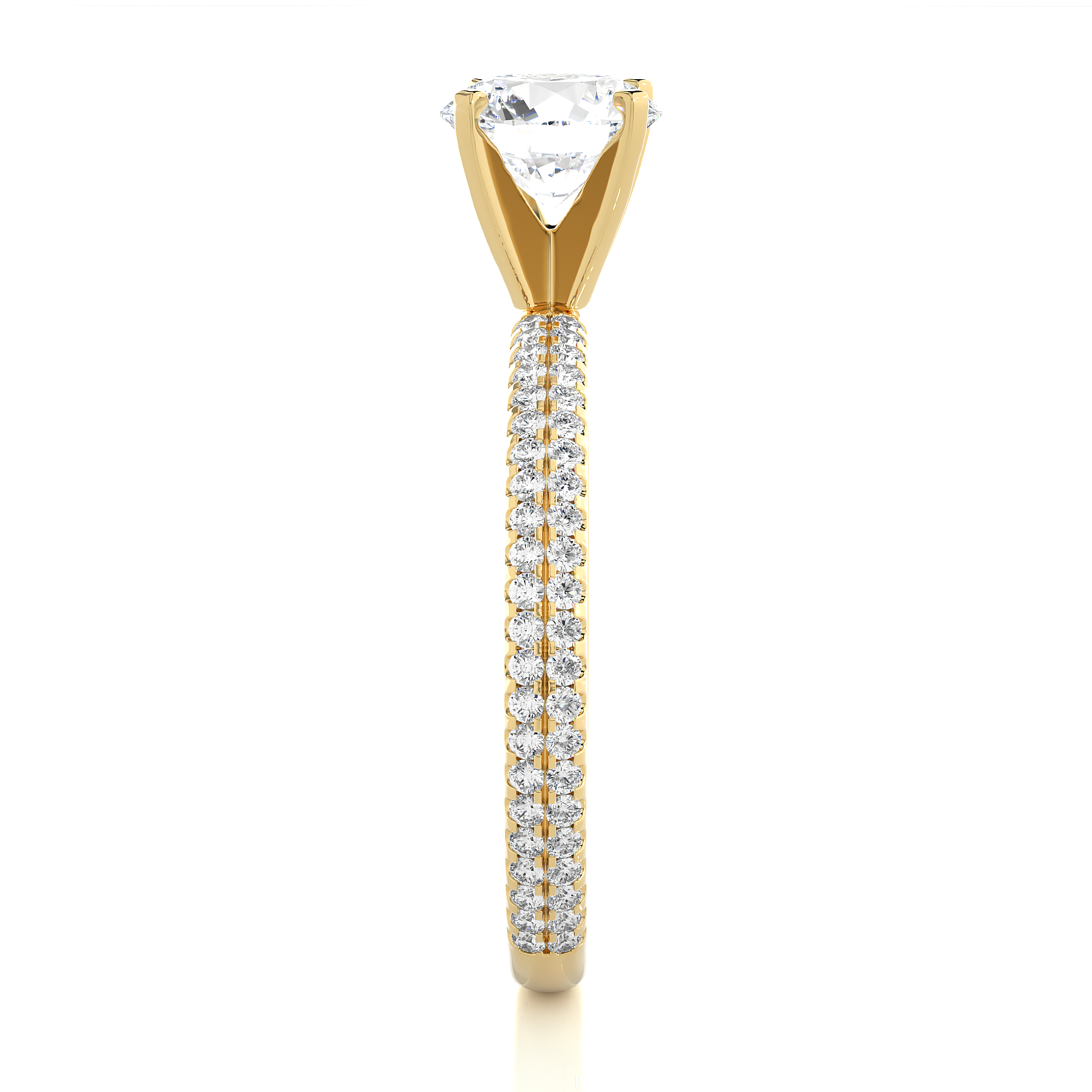 Round Lab Grown Diamond Pave Engagement Ring