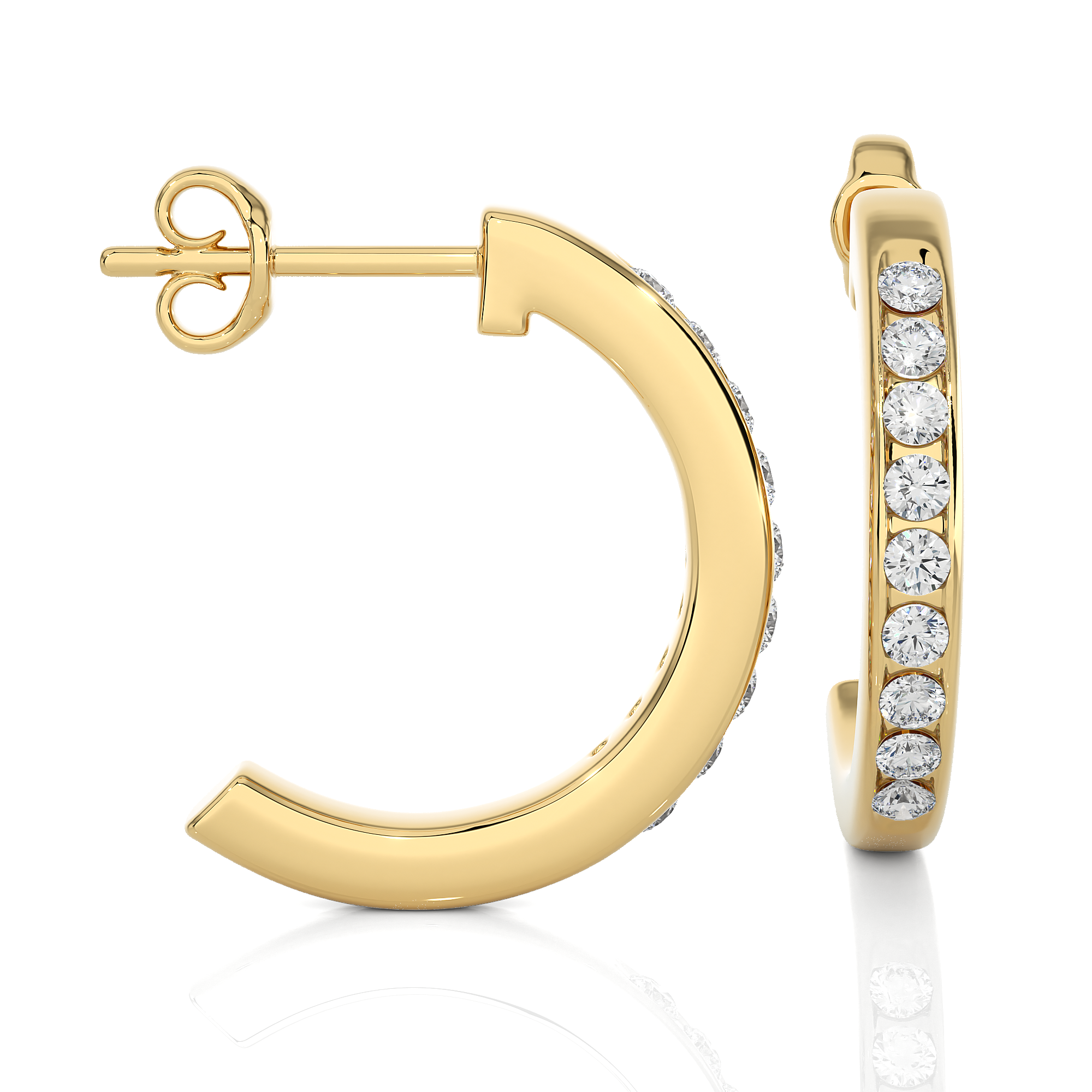 Medium Size Round Lab Diamond Hoop Earrings