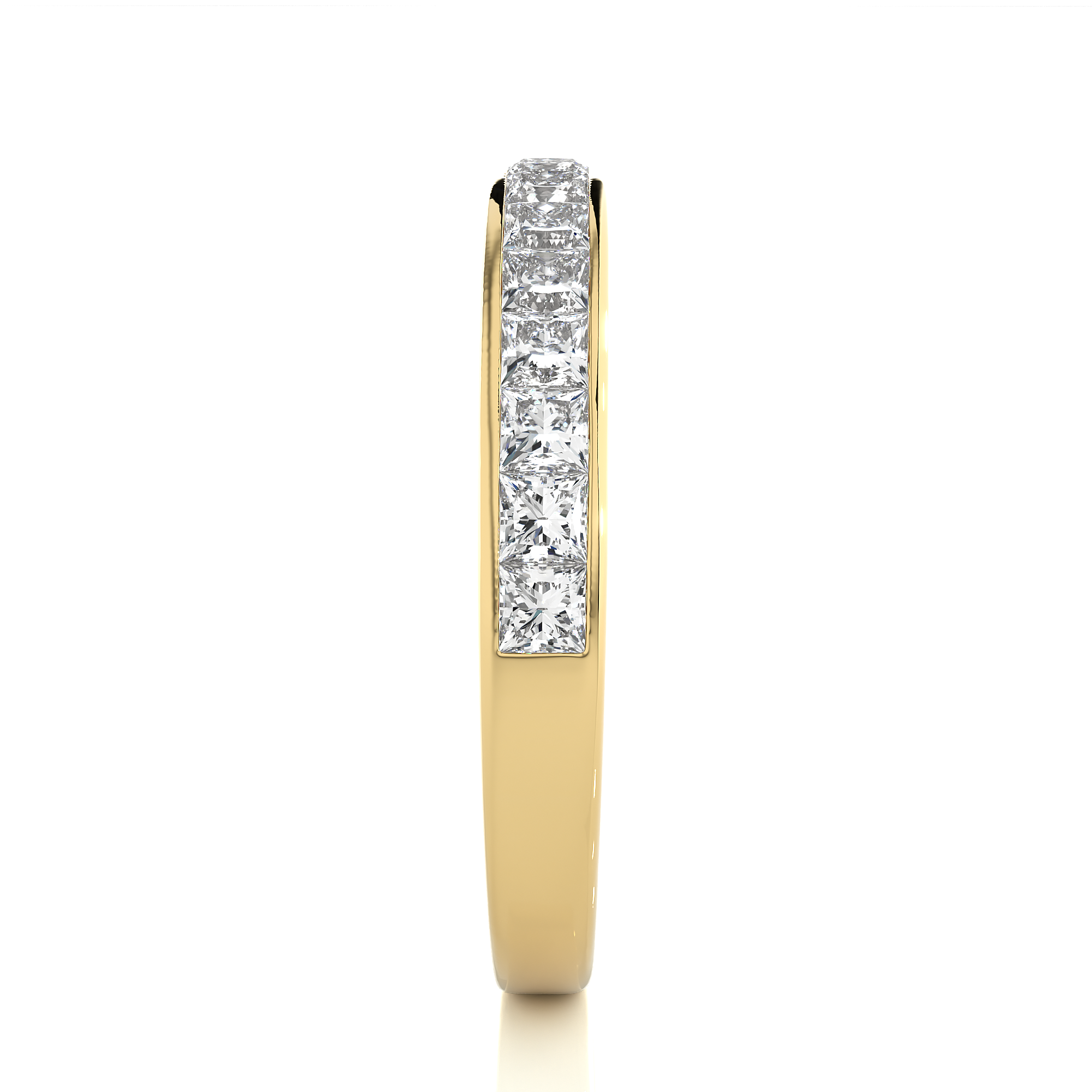 Channel Set Princess Cut Lab Grown Diamond Wedding Band