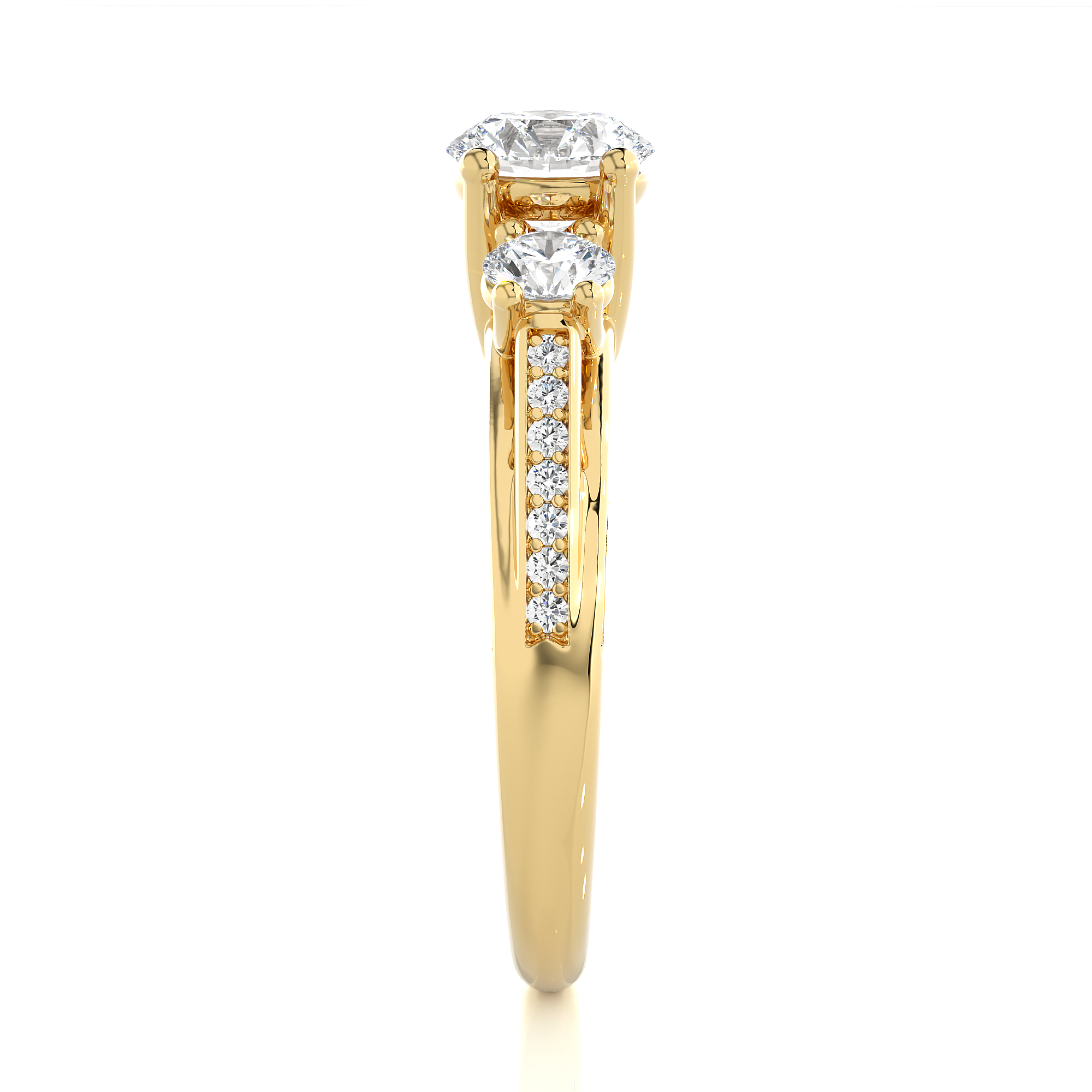 Three Stone Round Diamond Engagement Ring