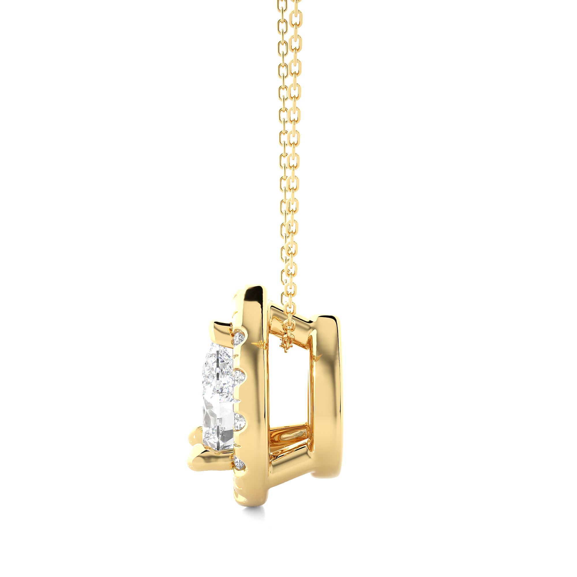Pear Cut Lab Diamond Halo Pendant Necklace