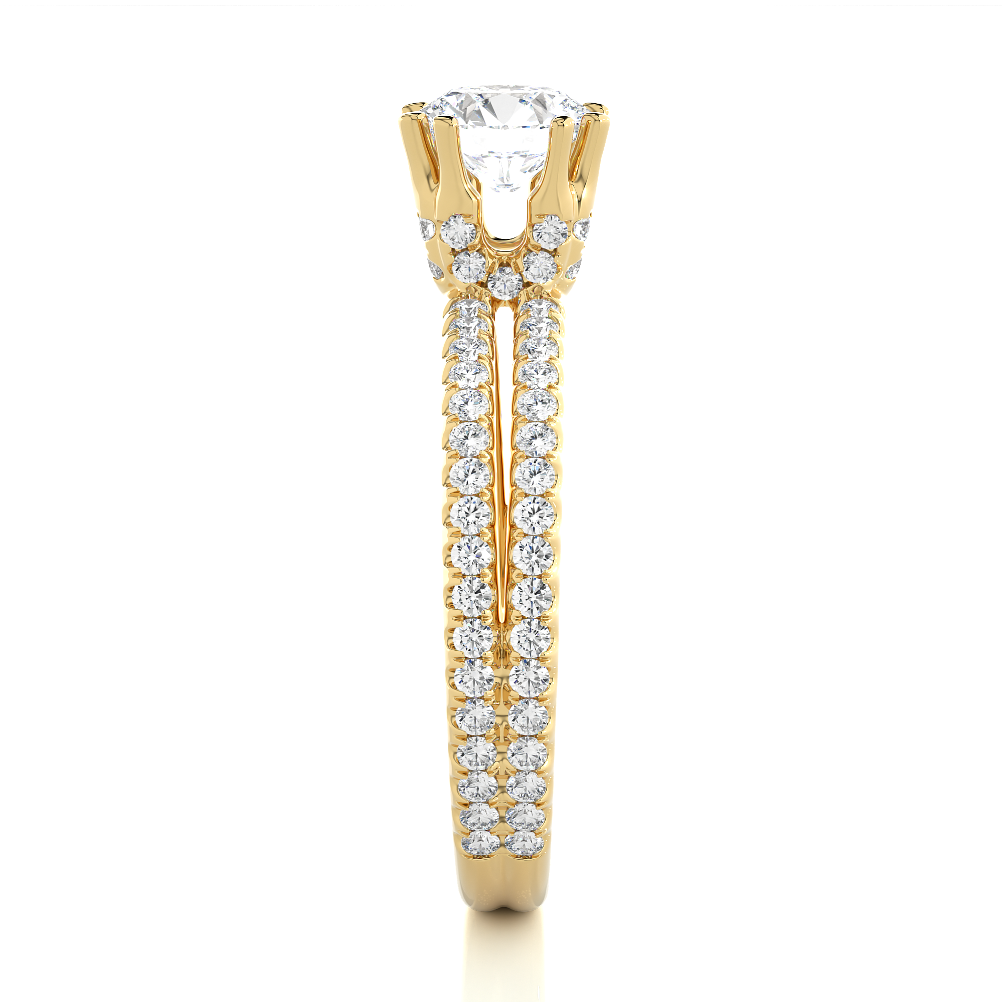 Round Lab Grown Diamond Engagement Ring With Split Shank Band
