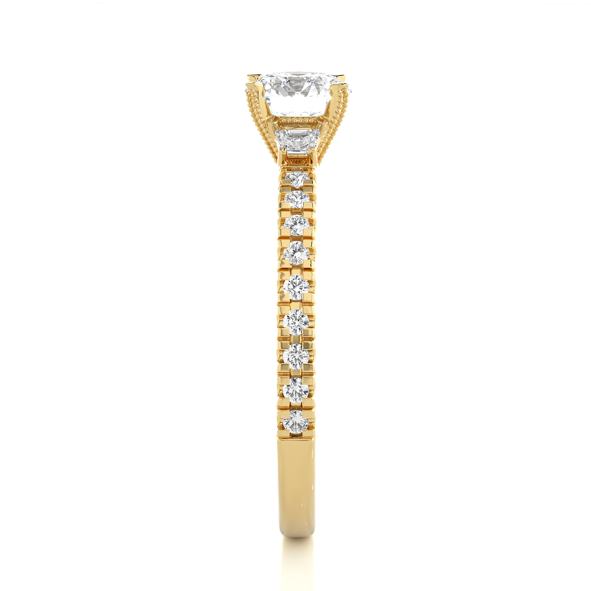 Three Stone Lab Grown Diamond Pavé Engagement Ring