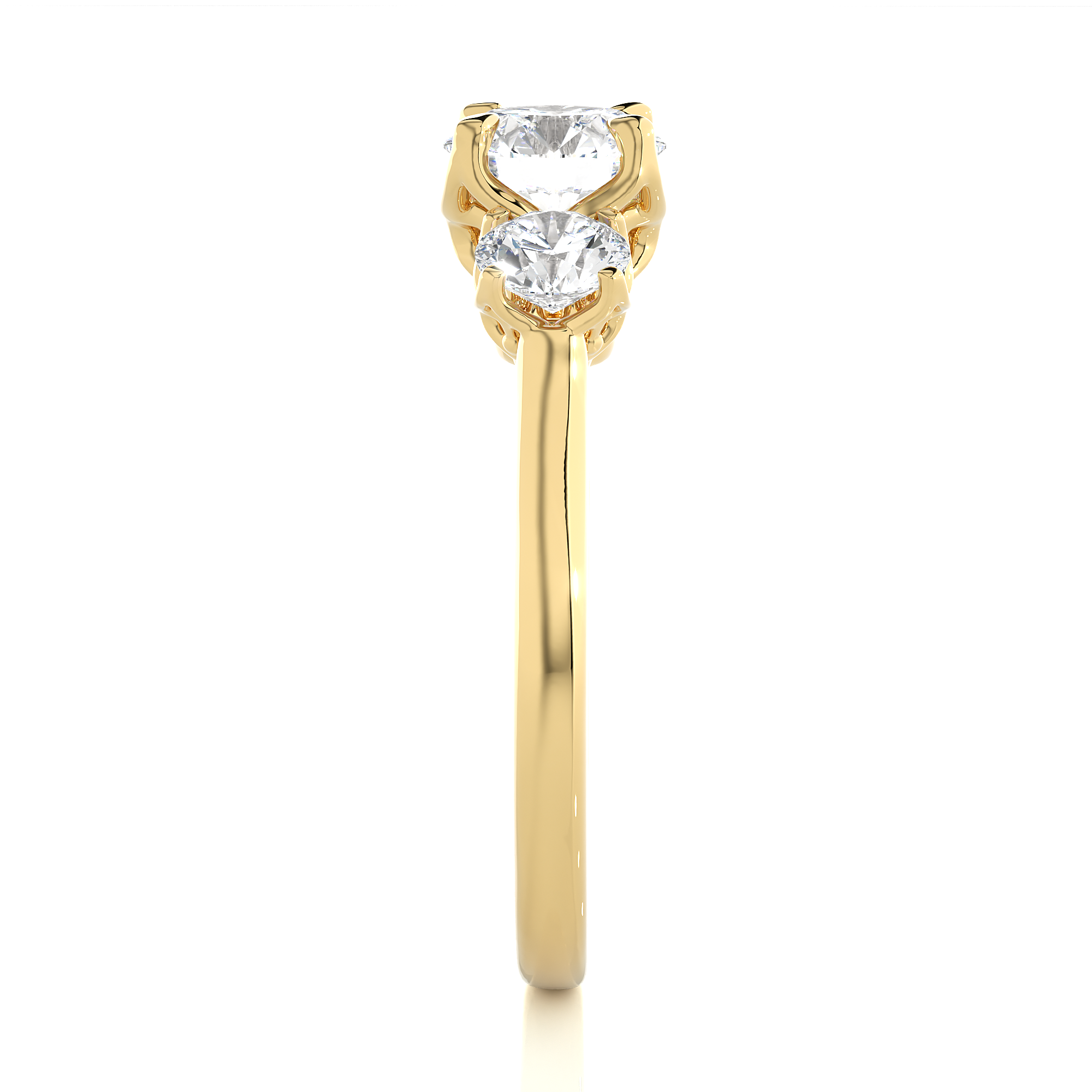 Round Diamond Three Stone Engagement Ring