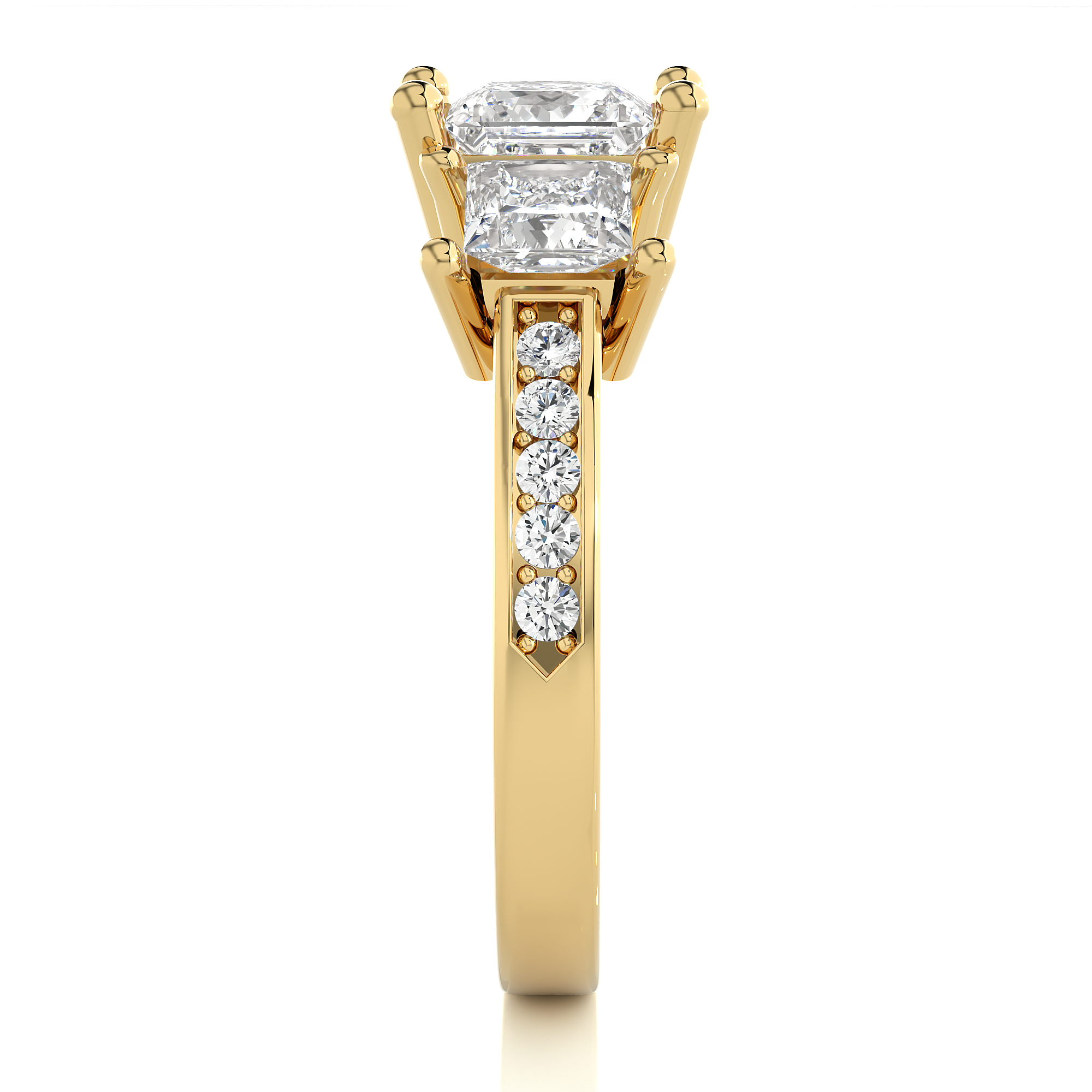 Three Stone Princess Lab Grown Diamond Engagement Ring