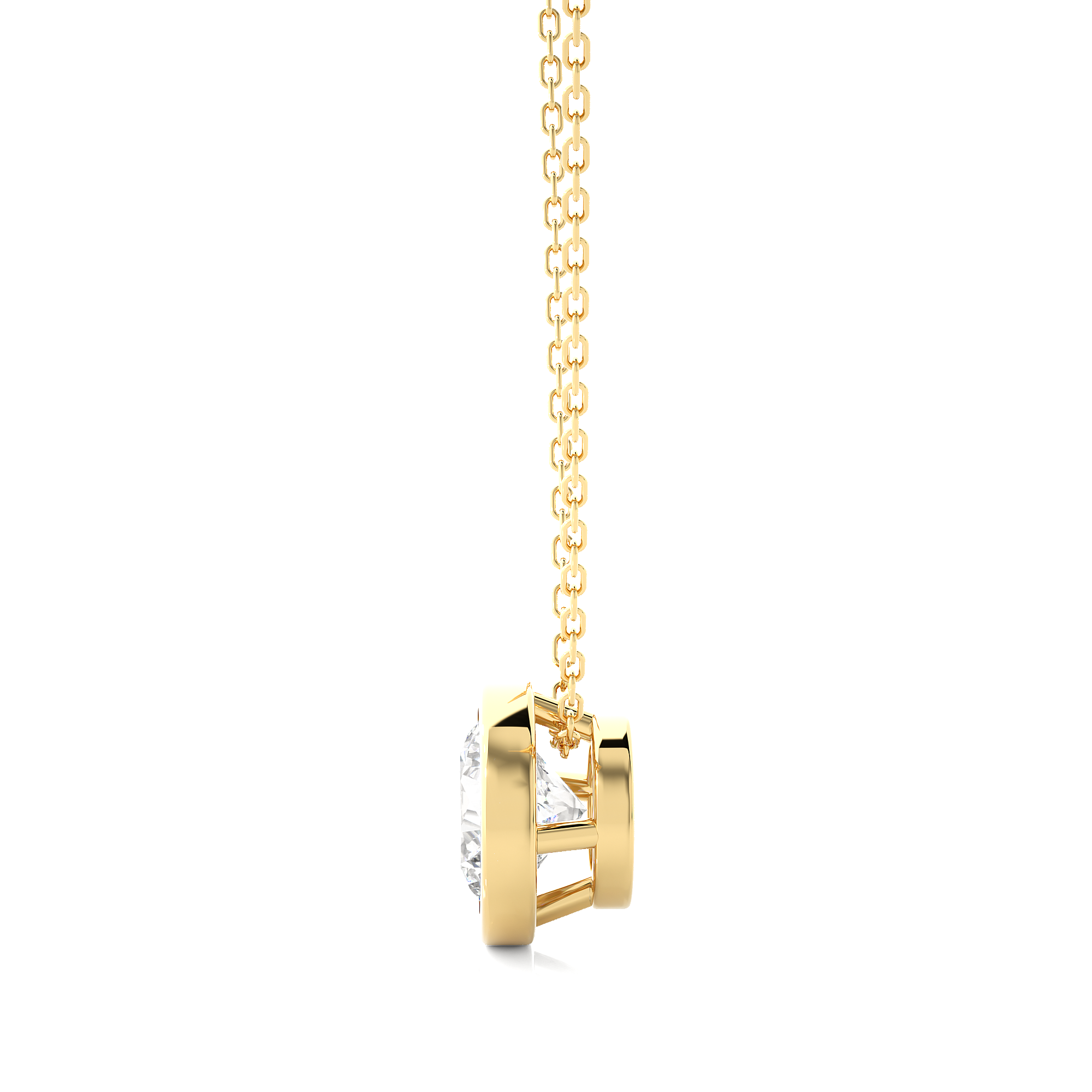 Bezel Set Round Cut Lab Grown Diamond Necklace