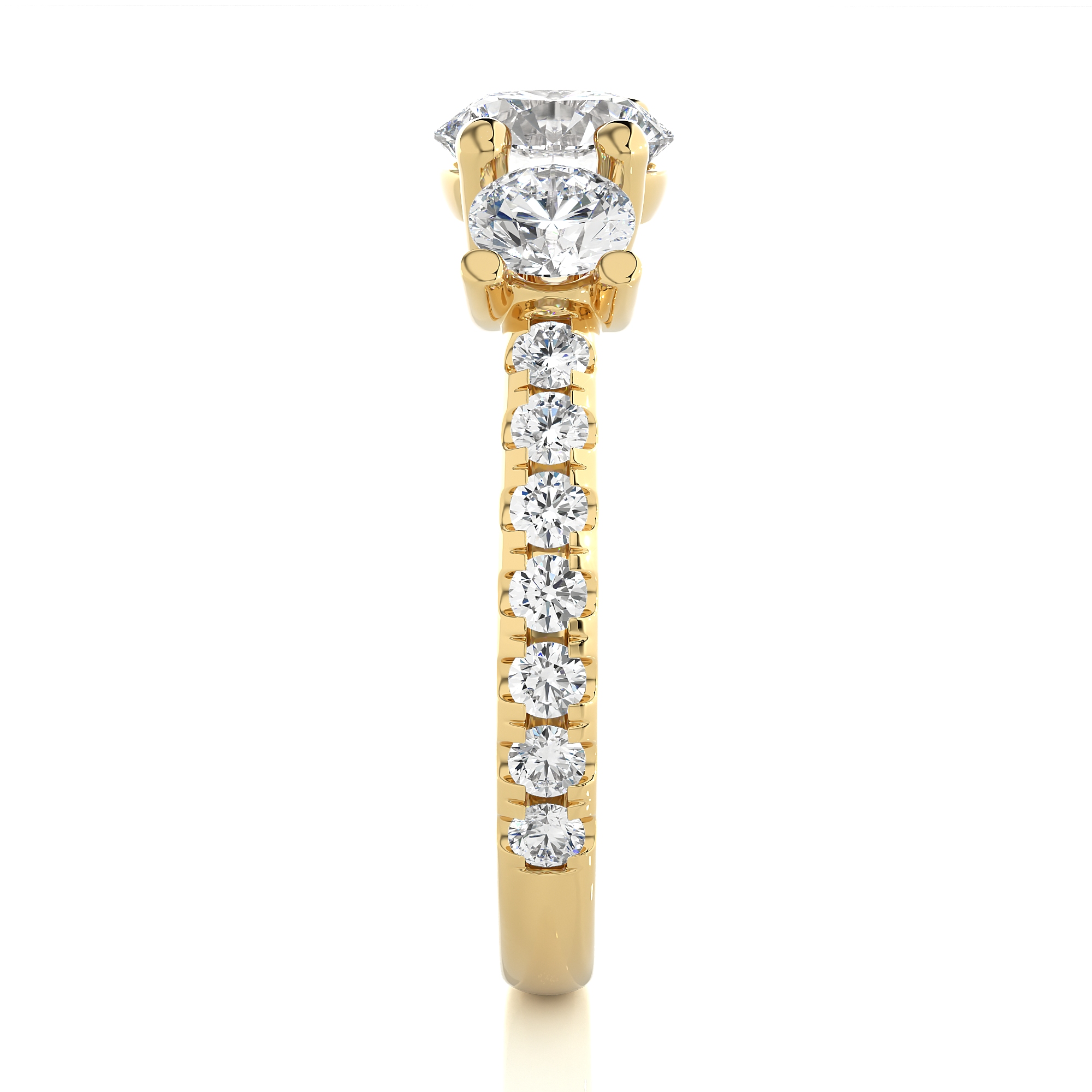 Round Lab Grown Diamond Gold Engagement Ring