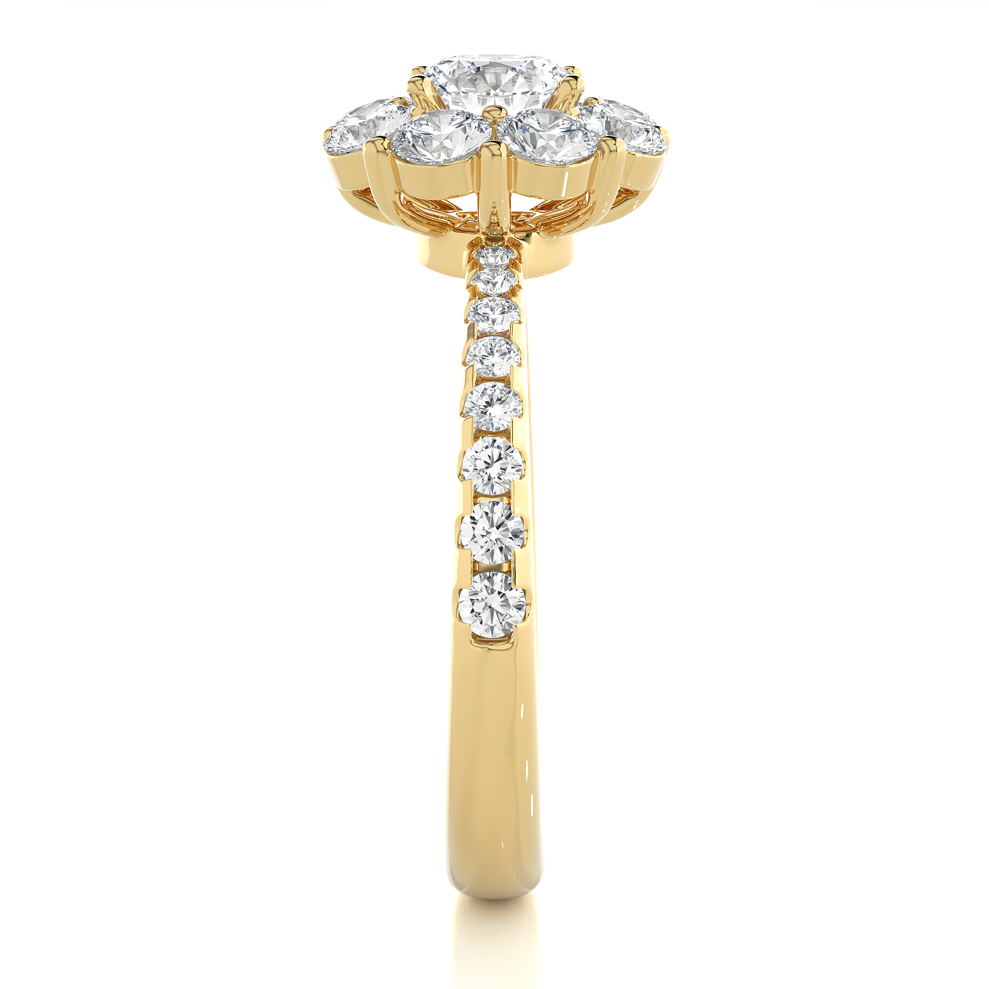 Round Lab Grown Diamond Cluster Engagement Ring