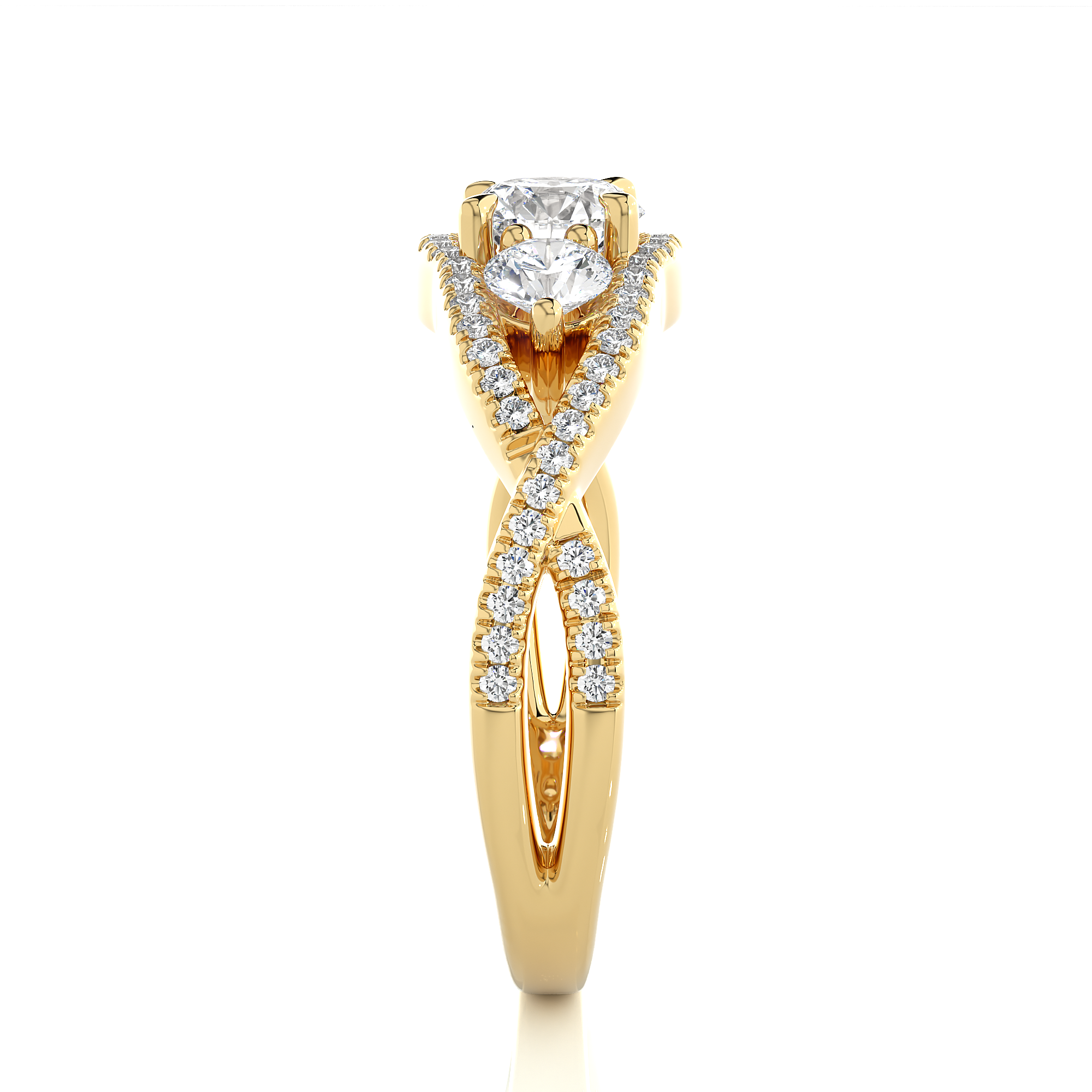 Vintage Style Lab Grown Diamond Three Stone Ring