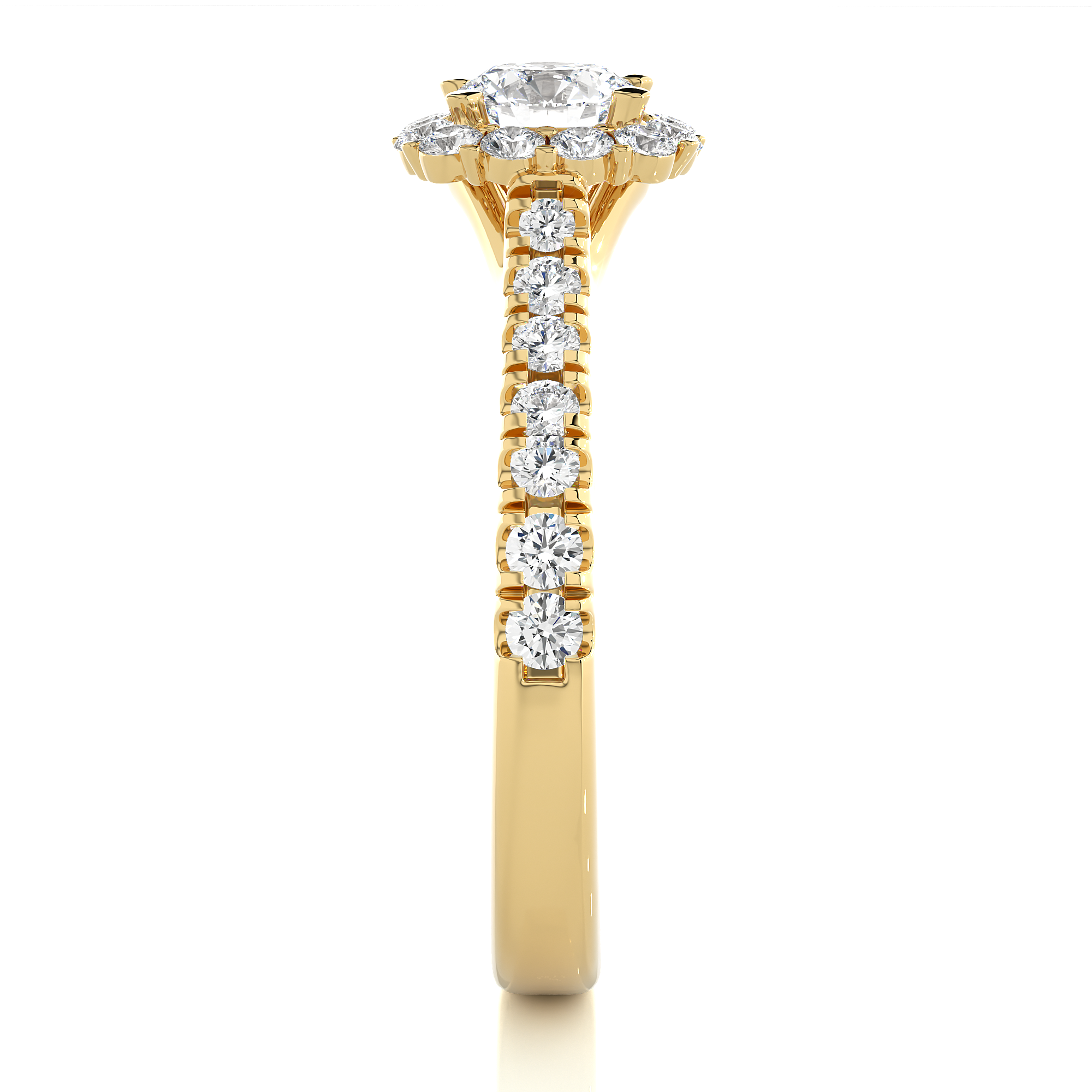 Round Lab Diamond Halo Engagement Ring
