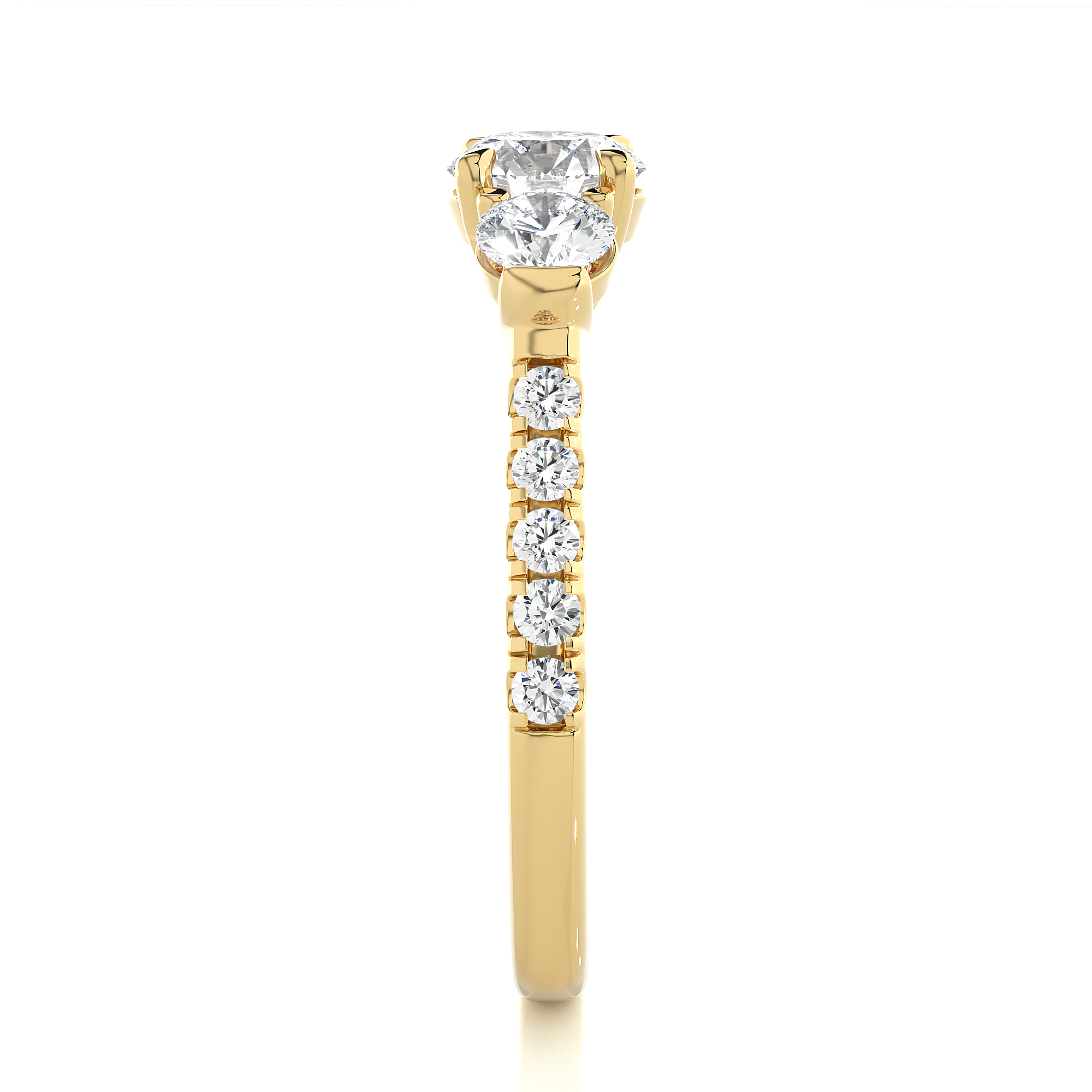 Round Lab Diamond Three Stone Engagement RIng