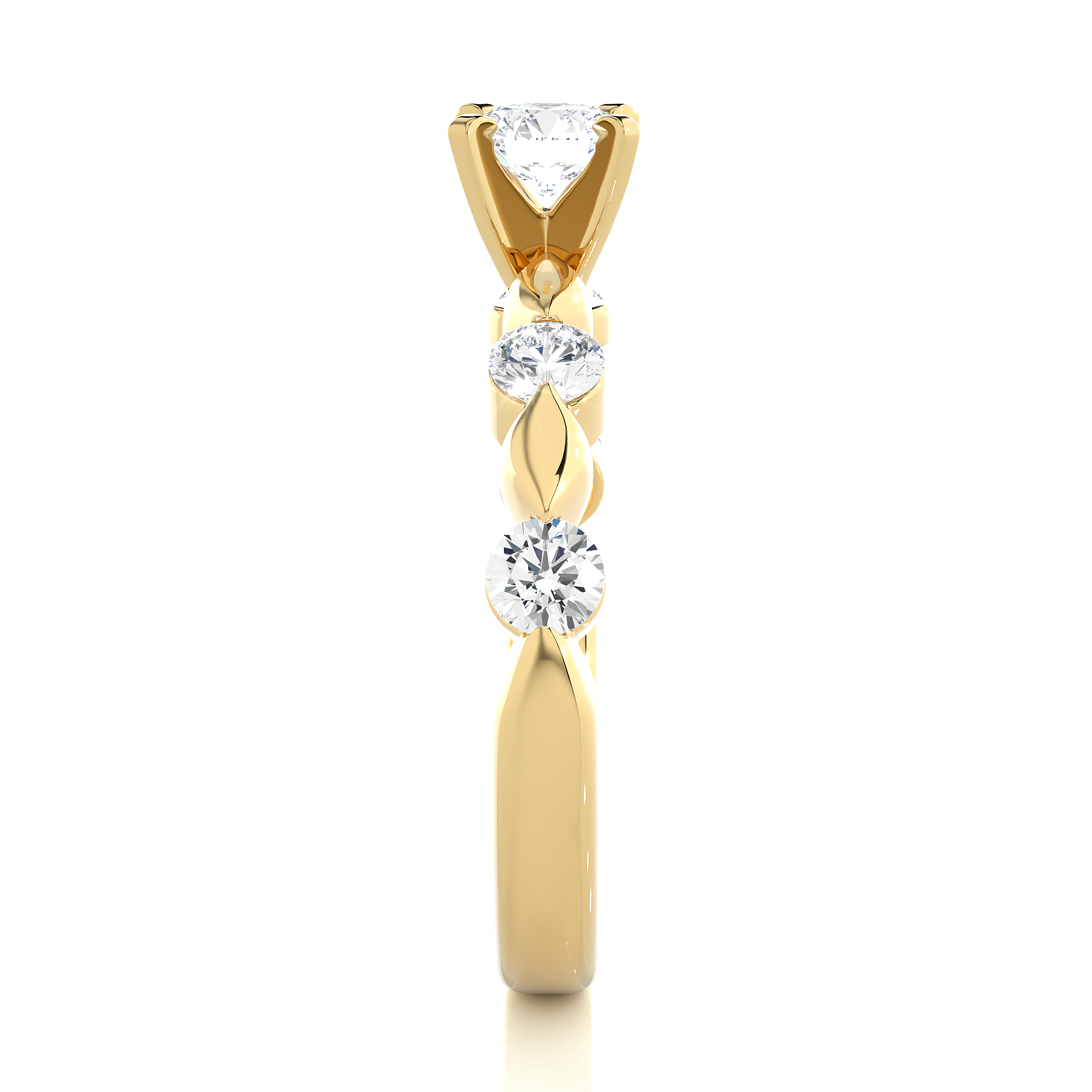 Leaf Inspired Lab Grown Diamond Engagement Ring