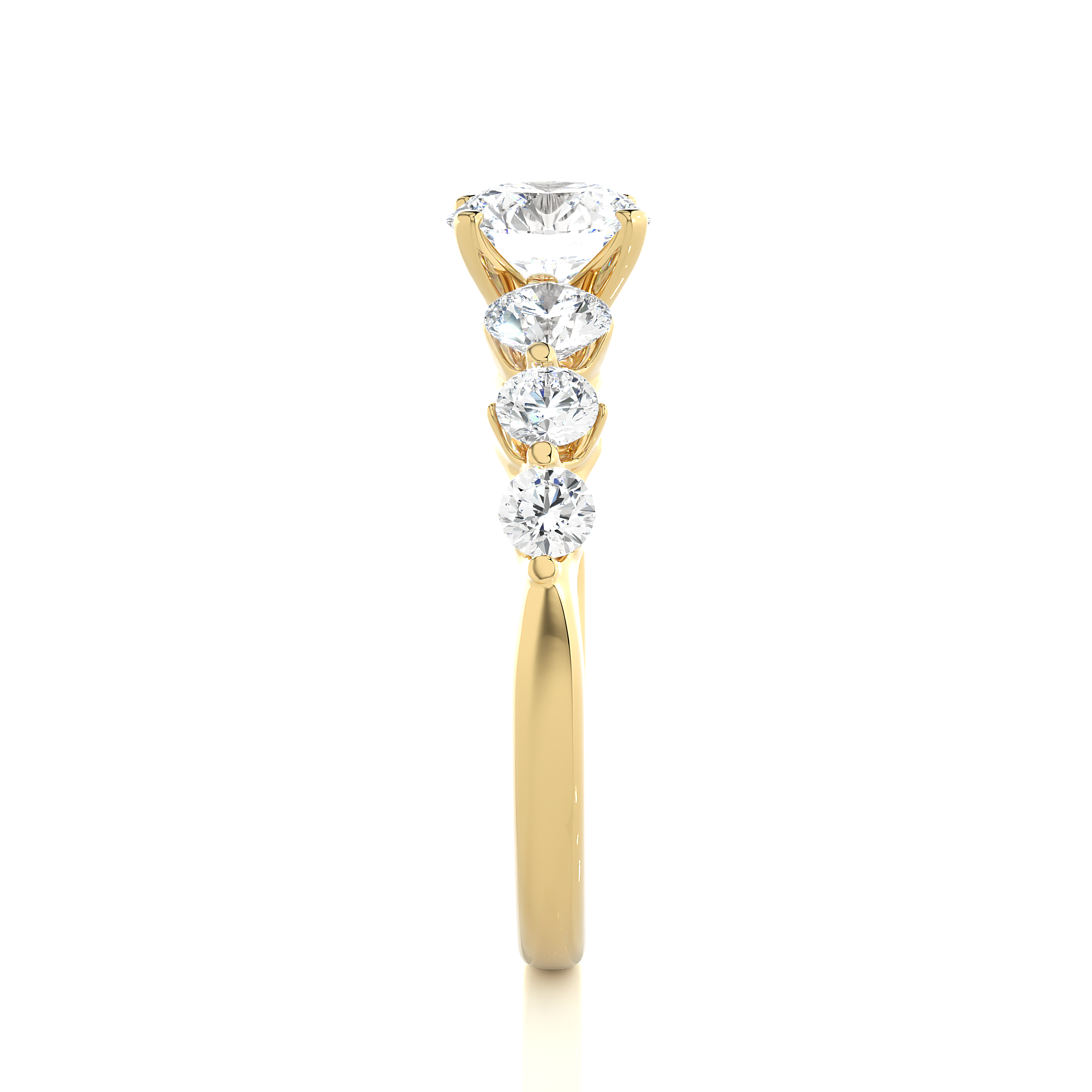 Round Lab Grown Diamond Five Stone Engagement Ring