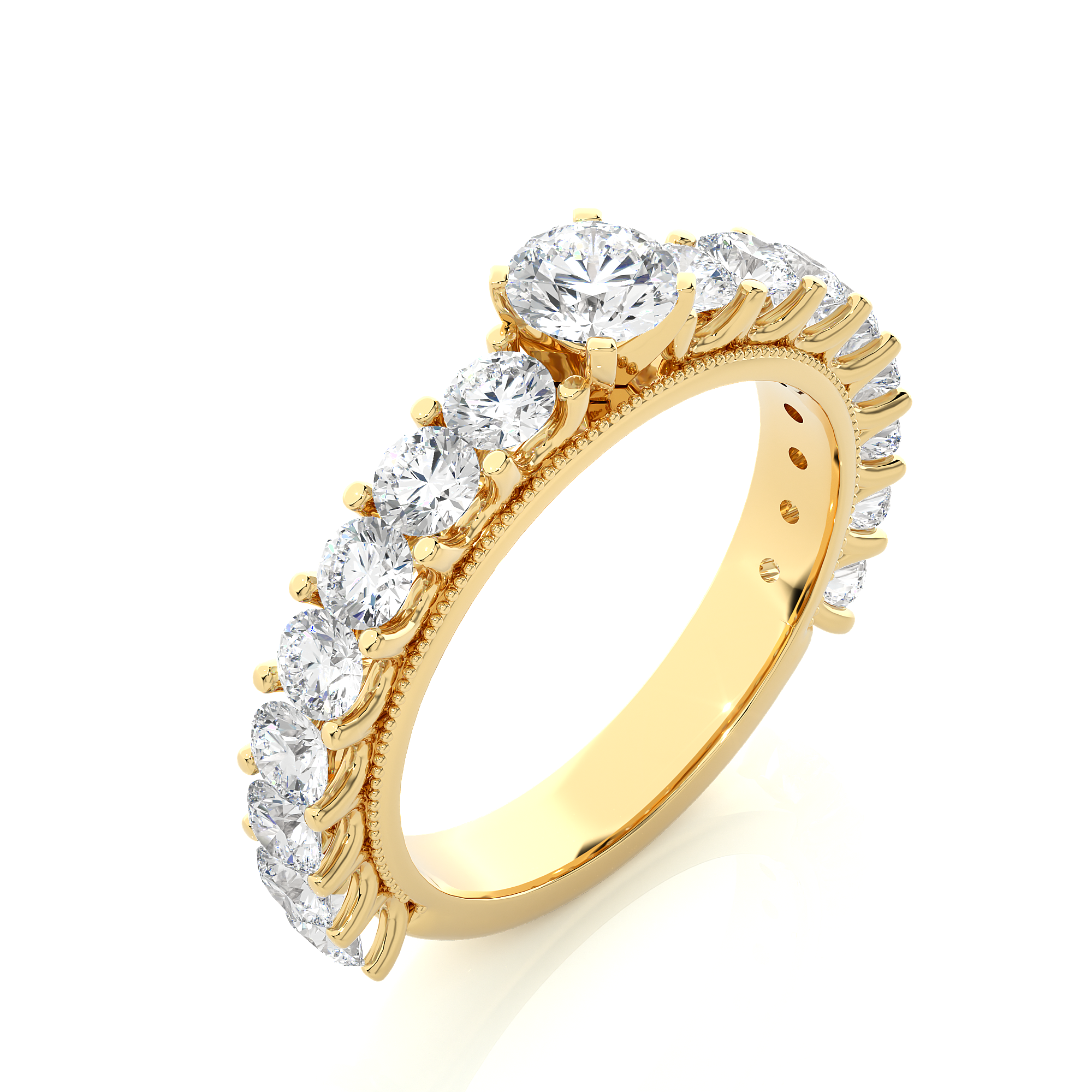 Round Cut Lab Grown Diamond Half Eternity Band