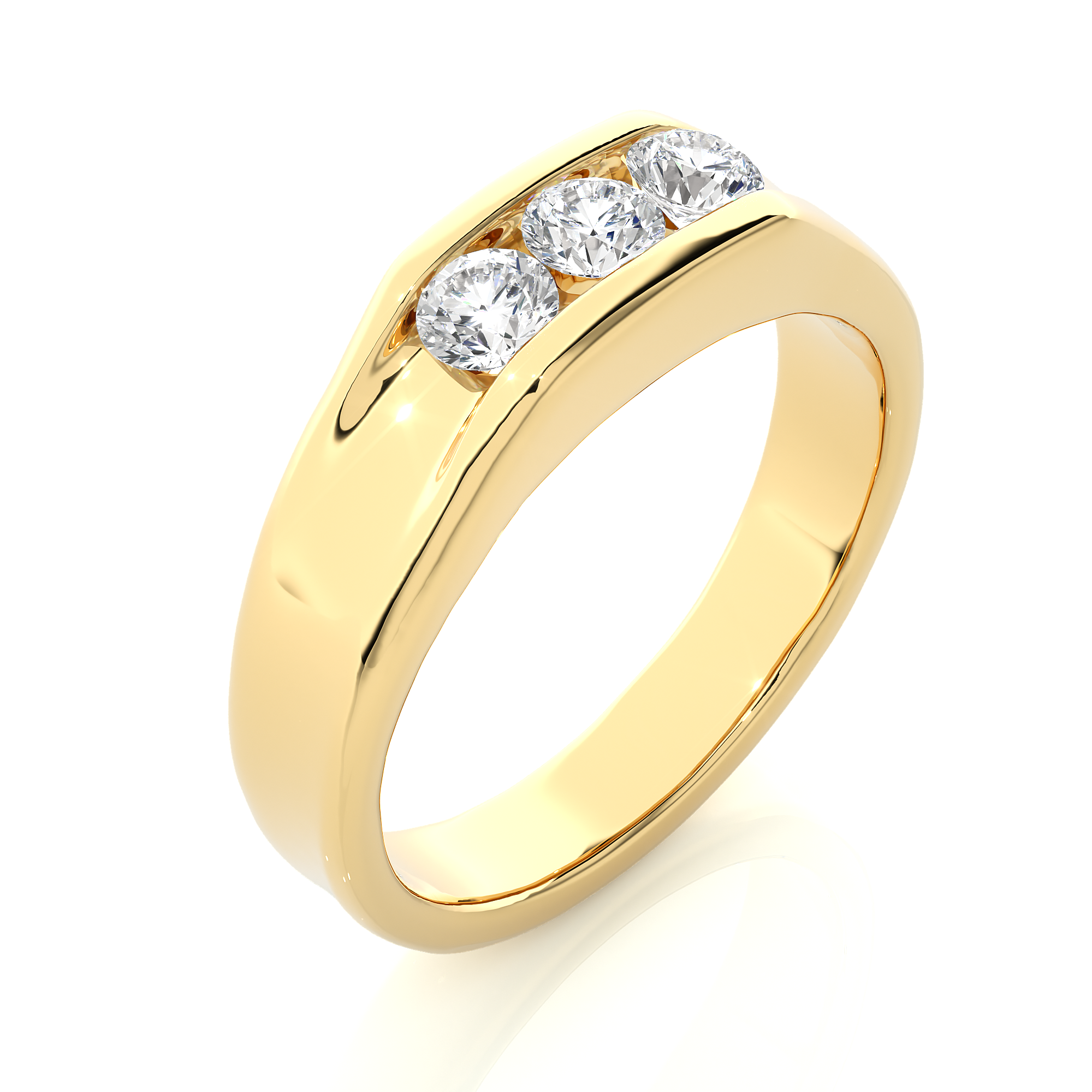 Classic Lab Diamond Three Stone Men’s Wedding Band