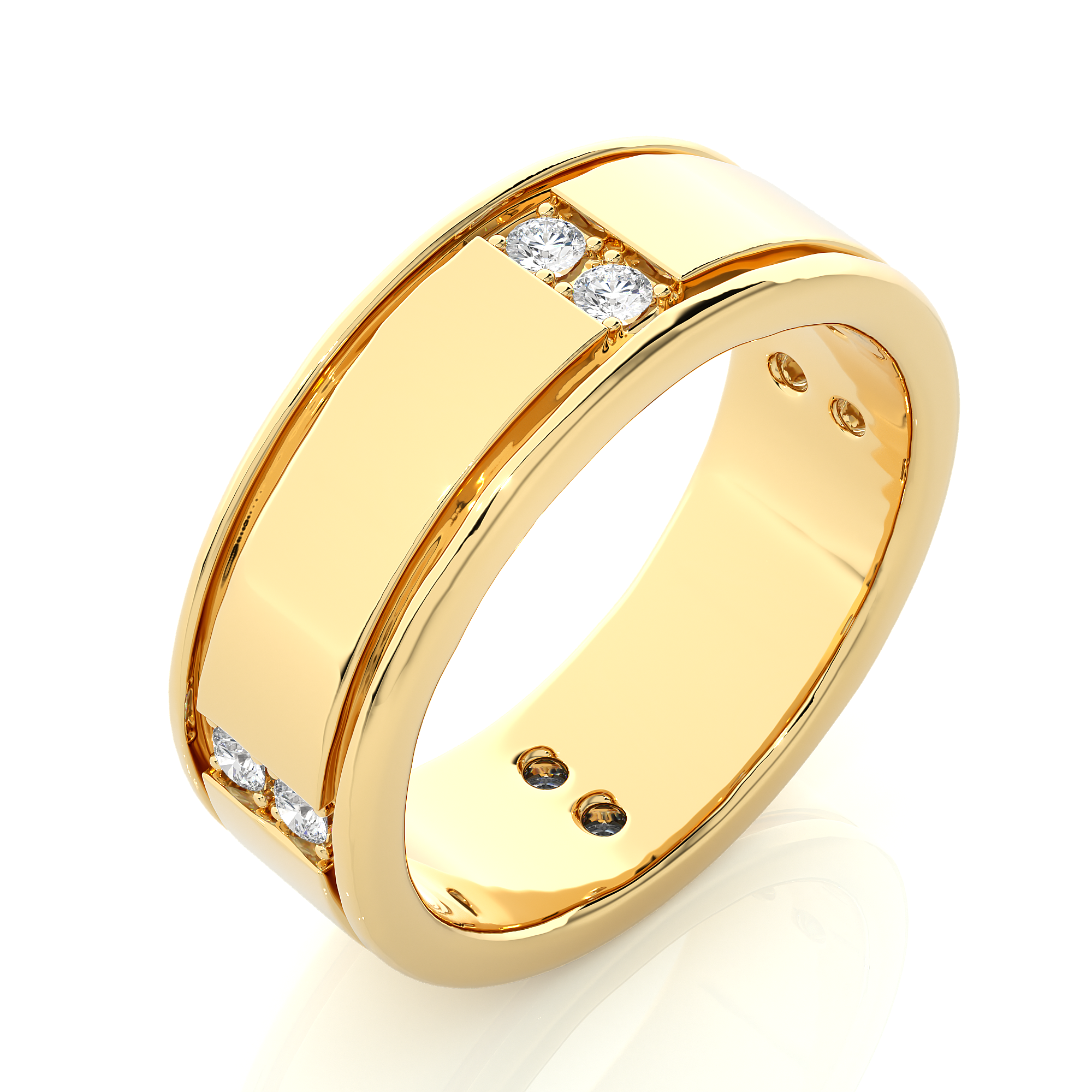 Men’s Gold Lab Diamond Classic Wedding Band