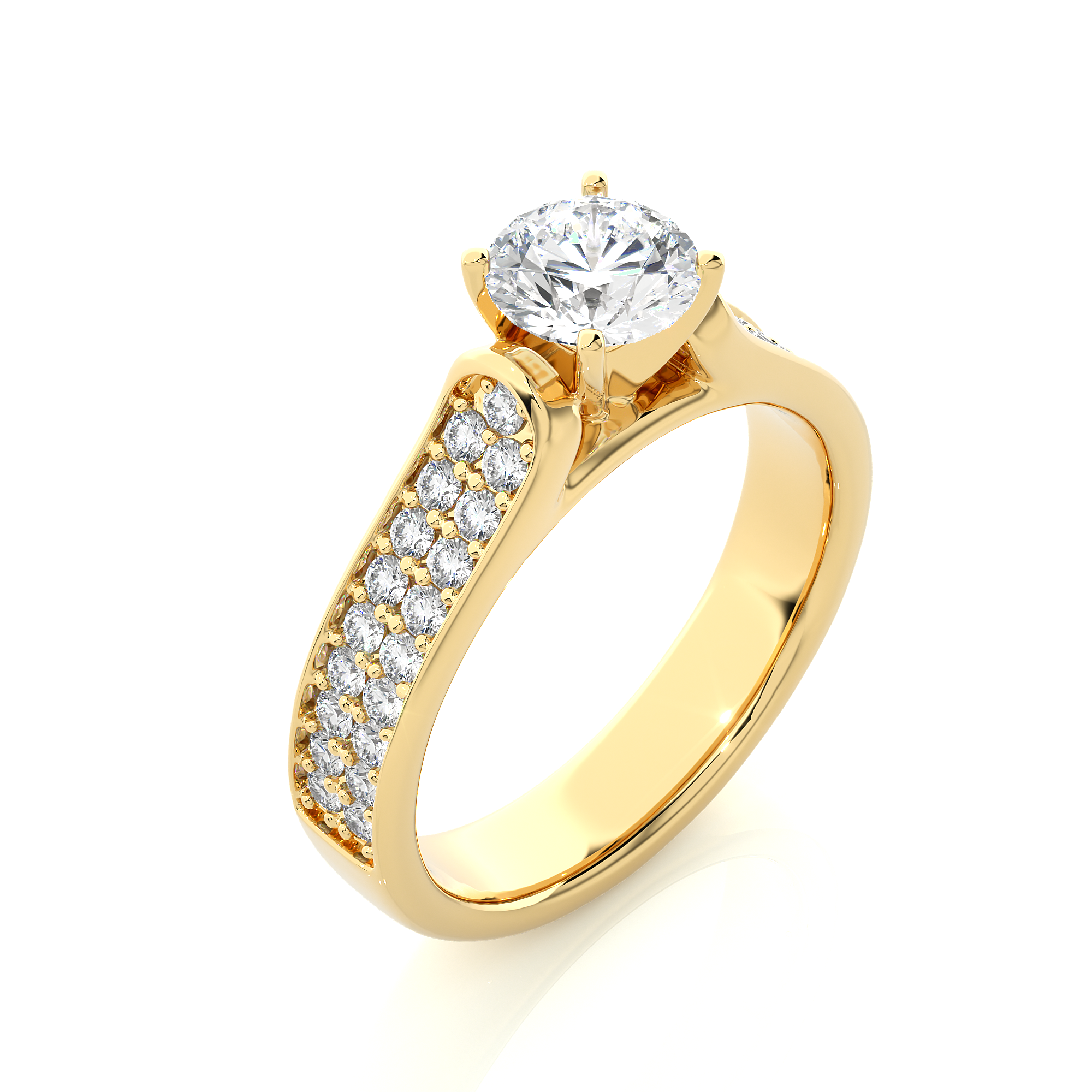 Round Lab Grown Diamond Pave Engagement Ring