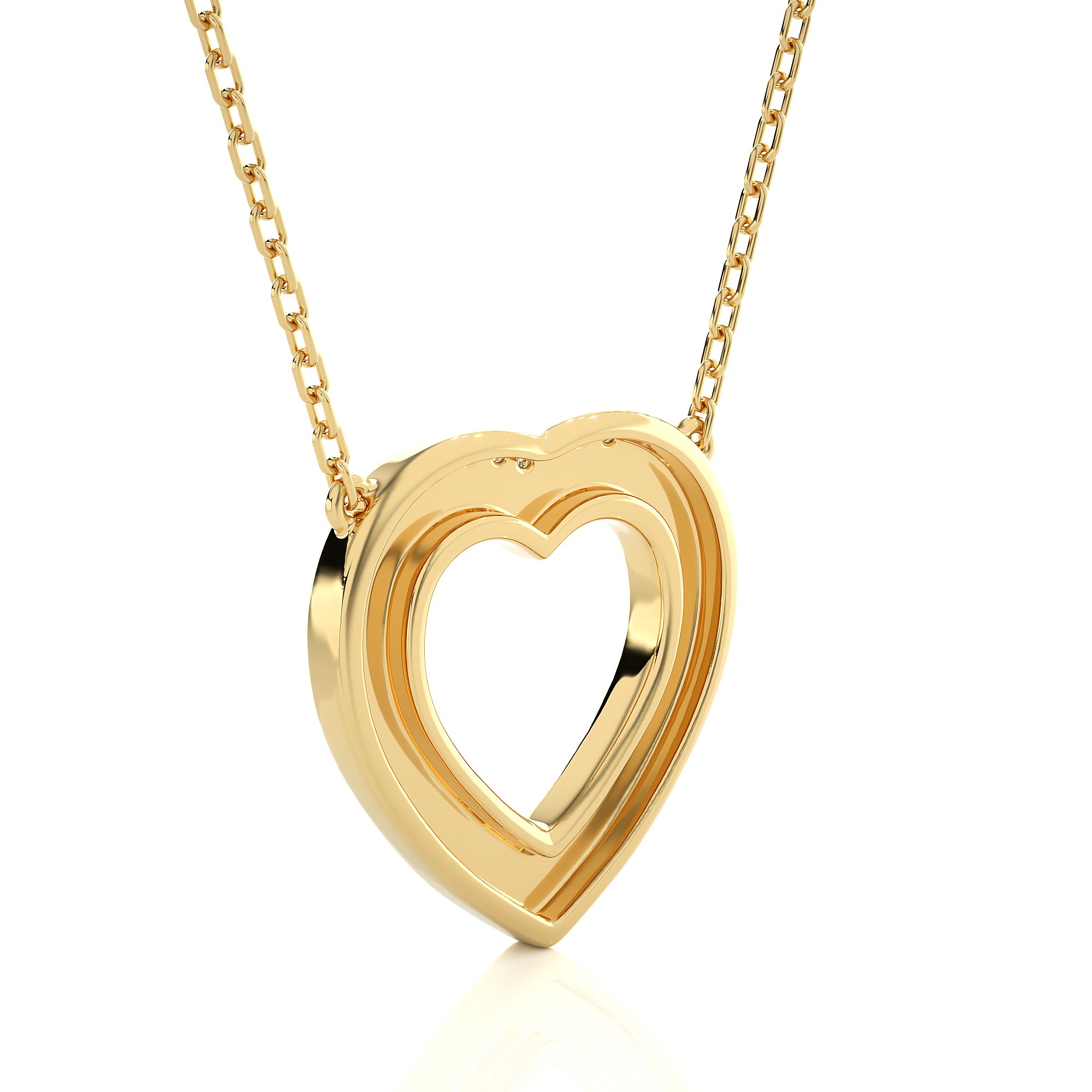 Multi Row Pave Heart Lab Diamond Pendant Necklace