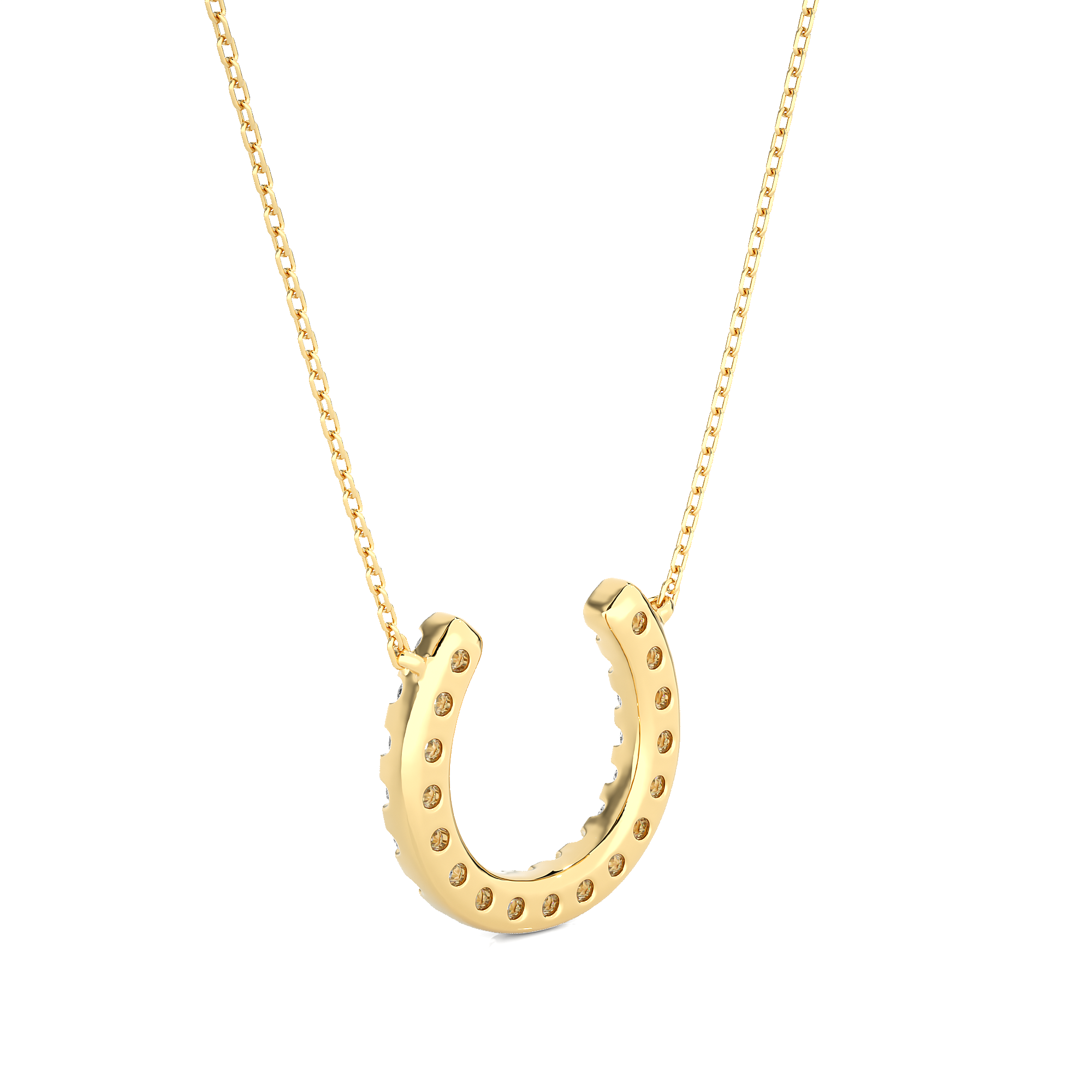 Lucky Horseshoe Lab Diamond Gold Necklace