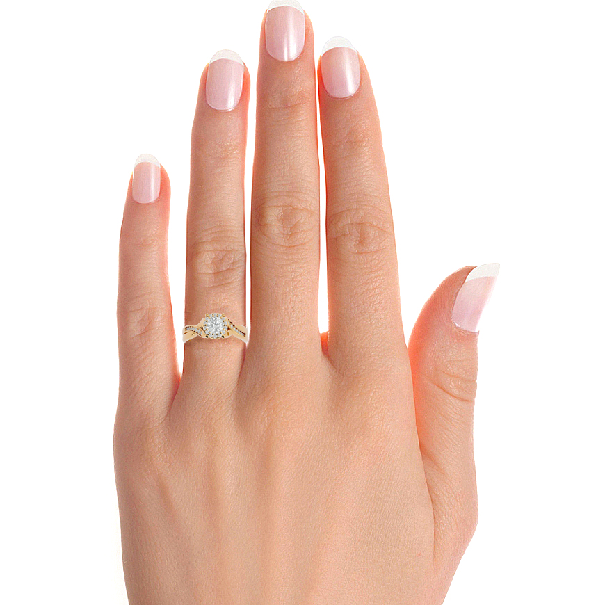 Round Diamond Halo Engagement Ring With Twisted Band