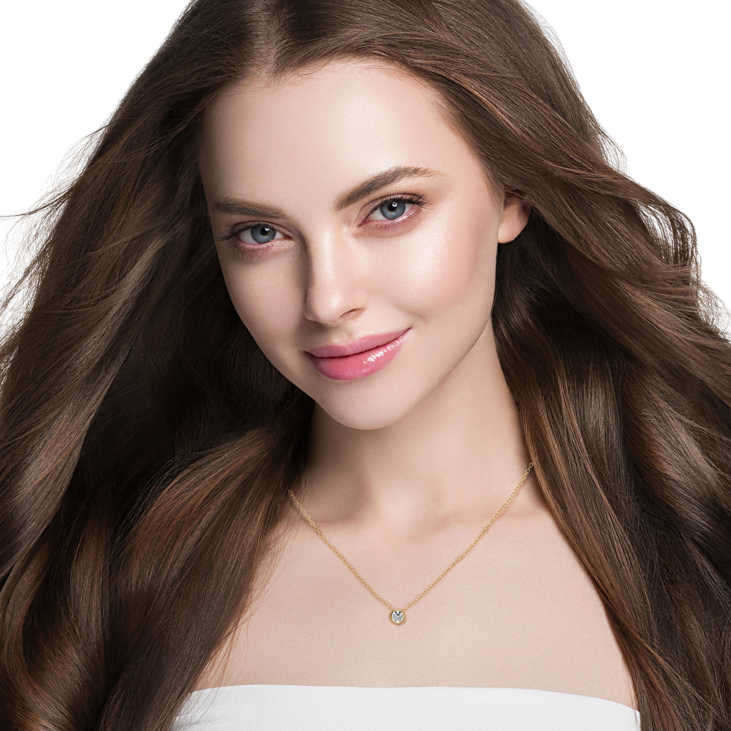 Bezel Set Round Cut Lab Grown Diamond Necklace