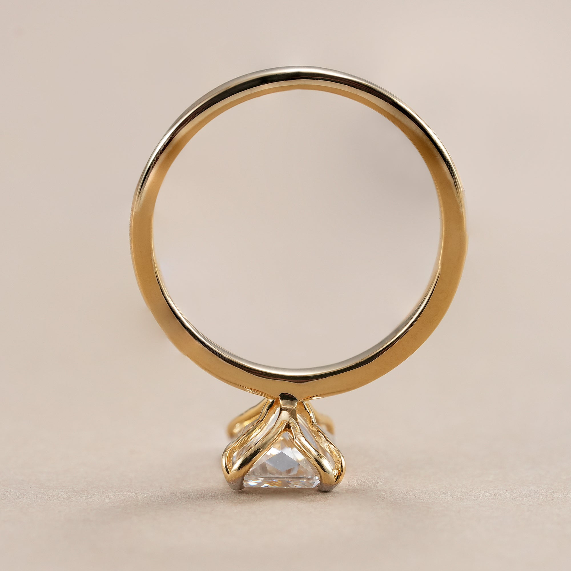 IGI certified radiant lab diamond engagement ring front view.